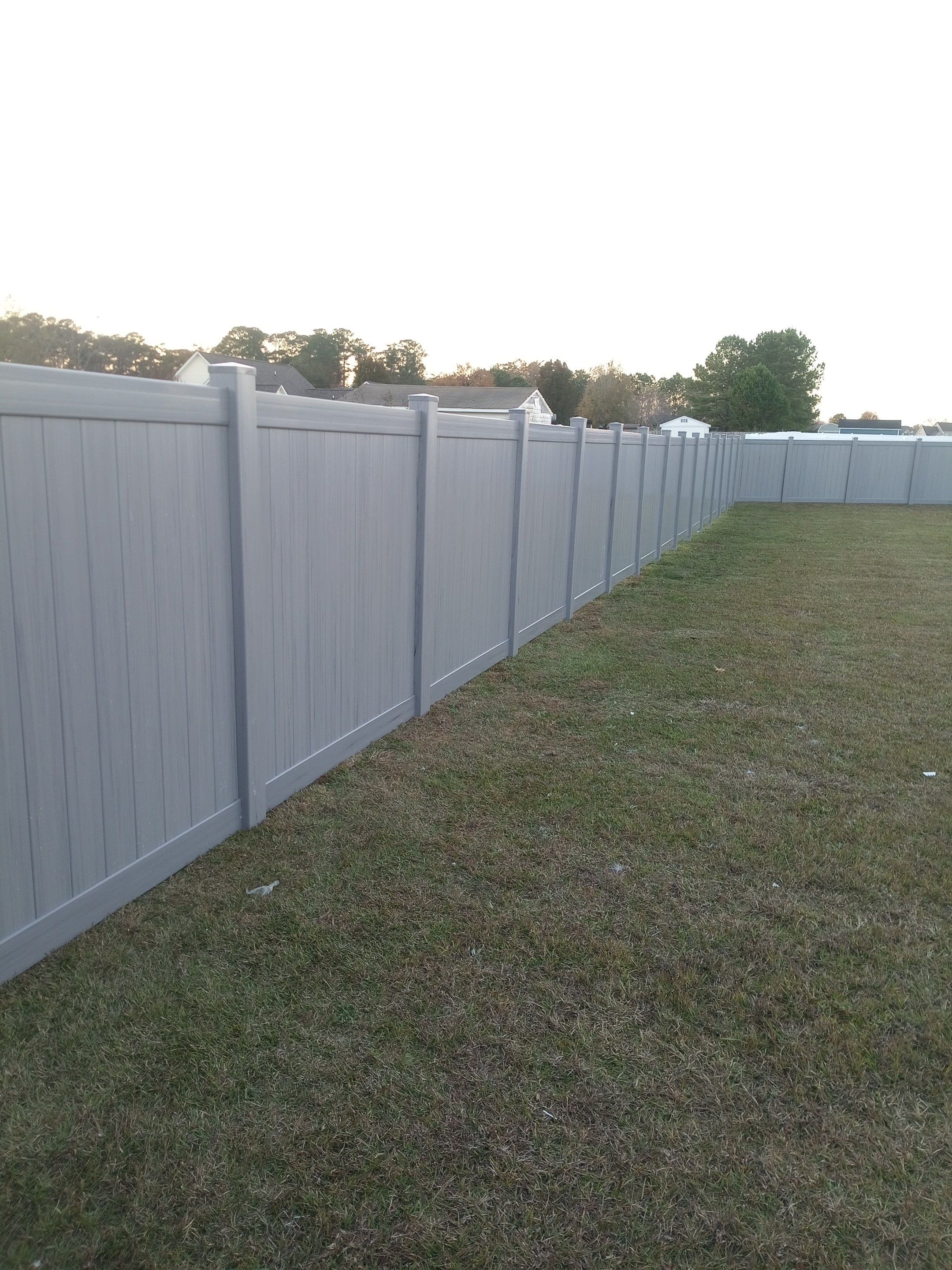 Gray Vinyl Project in Grimesland NC by Superior Fence and Rail