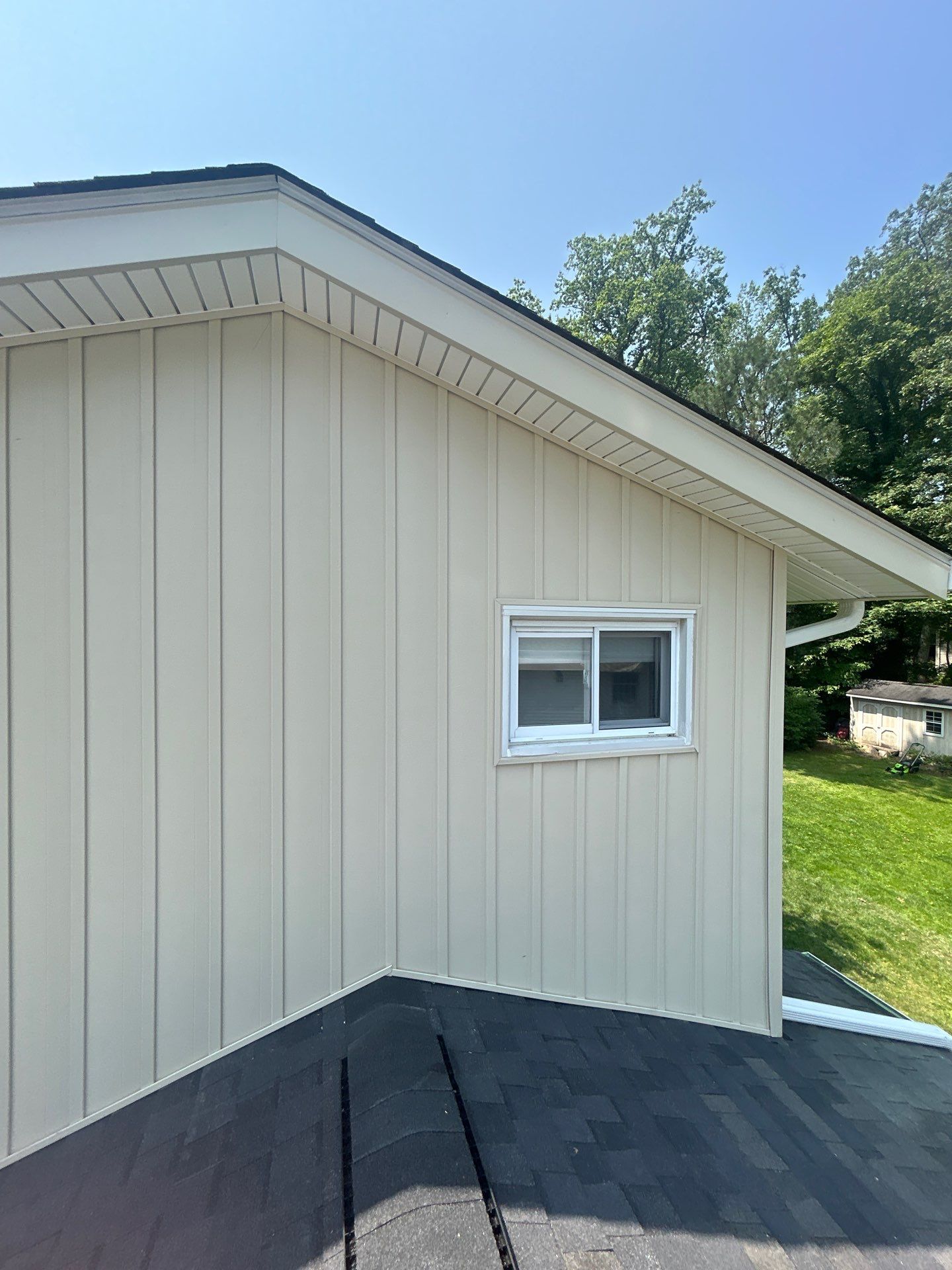 Fairfax: Residential Siding Replacement with CertainTeed 8" Board and Batten Siding in Desert Tan by RM Banning, Inc.