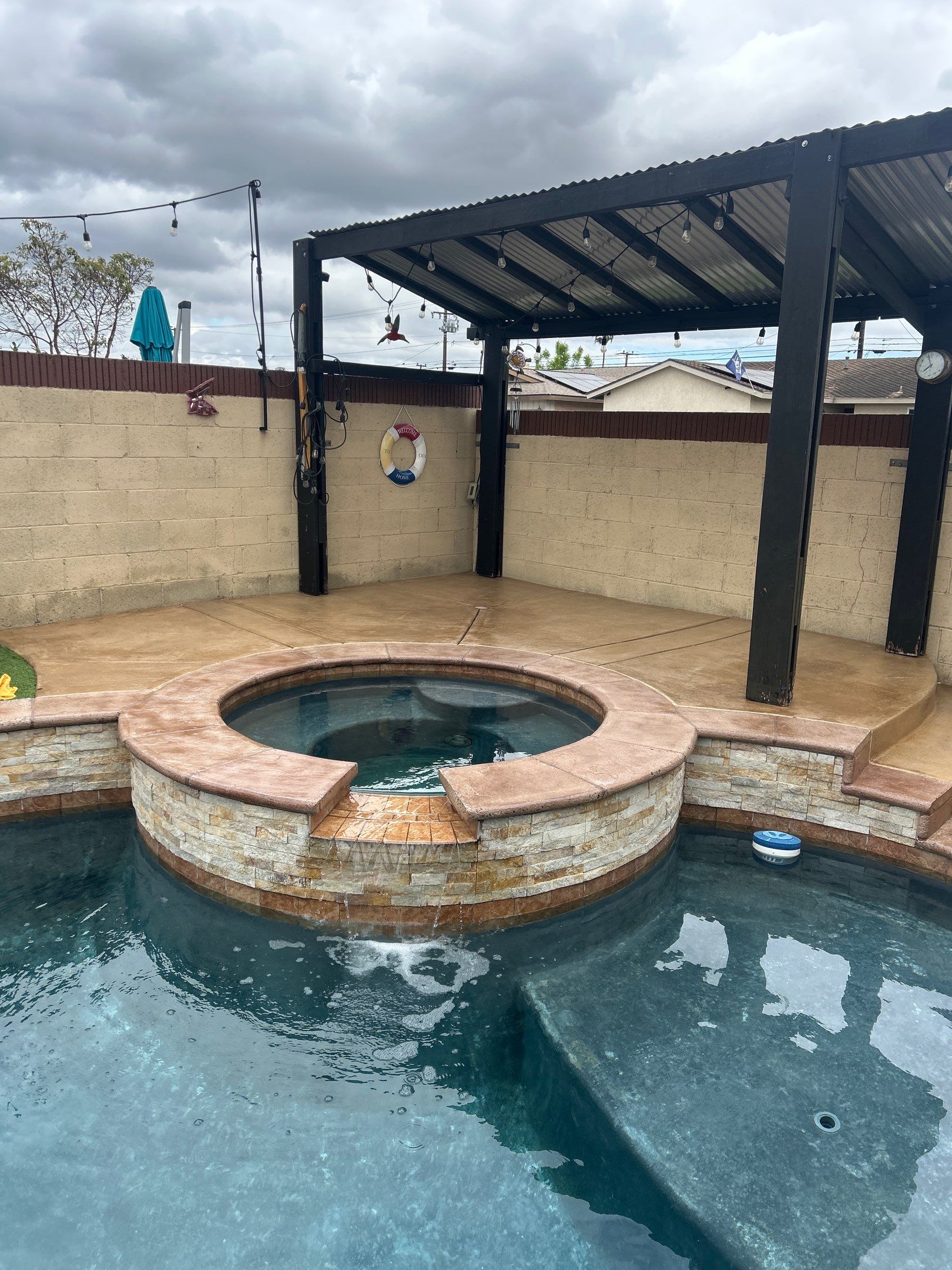 Sandblast & Staining Pool Deck In by La Power Washing Inc