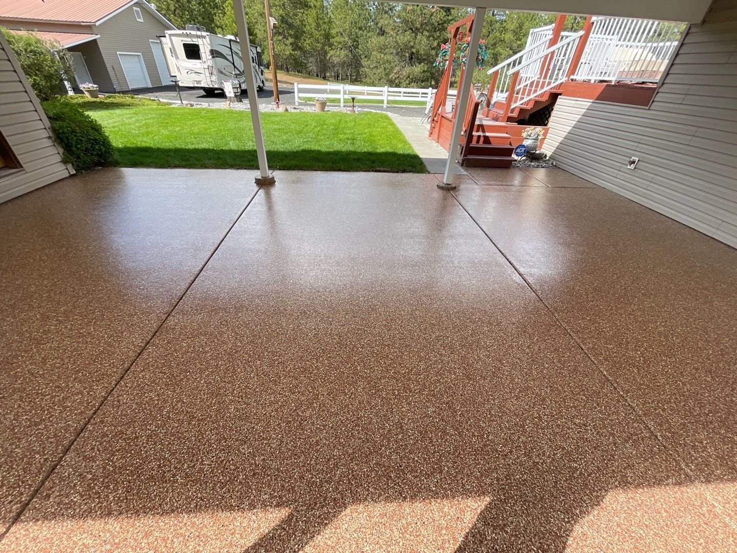 Patio Transformation using Chestnut by Croc Coatings, LLC