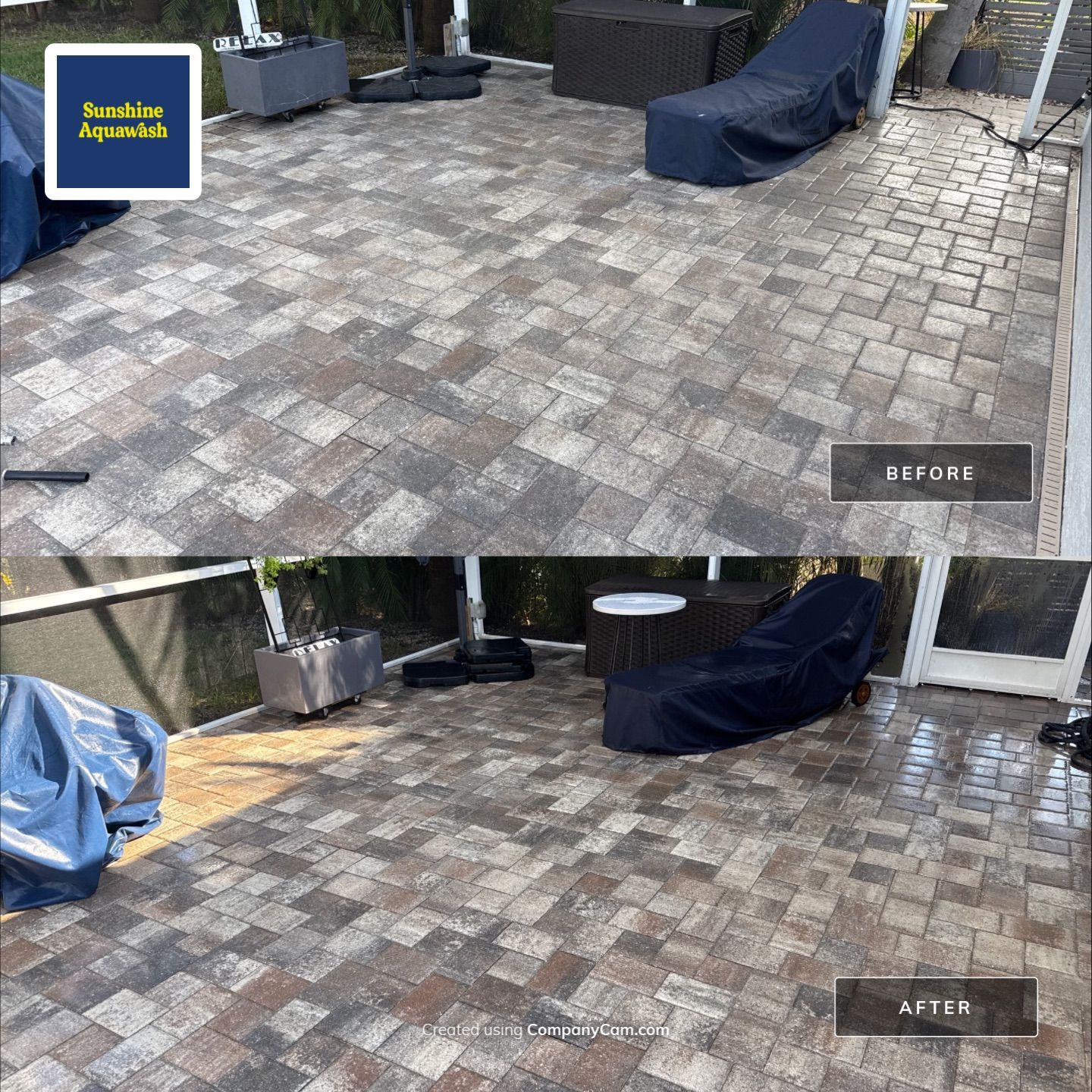 Paver Pool Deck Cleaning & Pool Cage Cleaning in River Point of Manatee – Bradenton, FL by Sunshine AquaWash