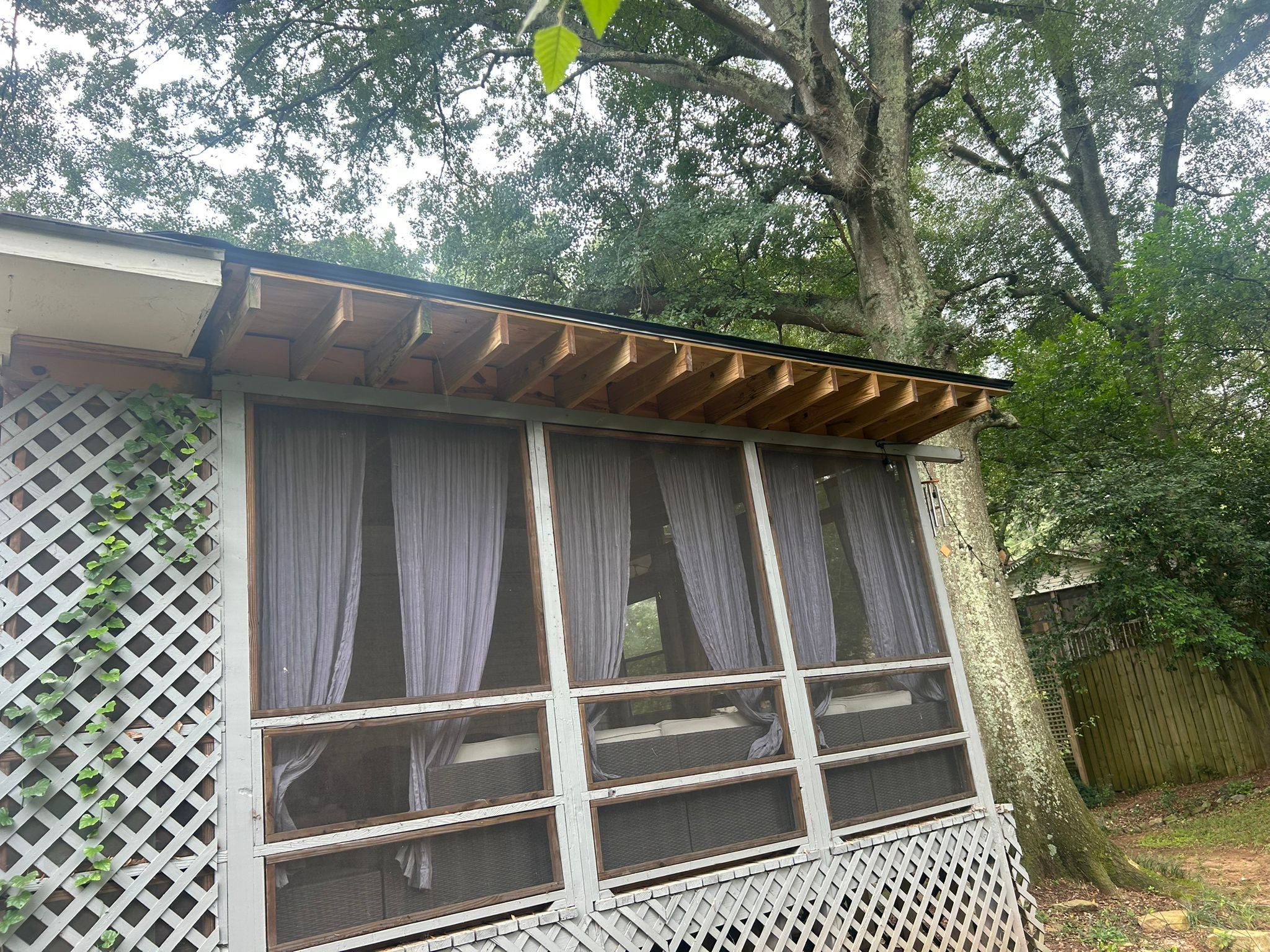 Back Porch Roof Replacement in Crestline (Charcoal) by The Roofing Dudes