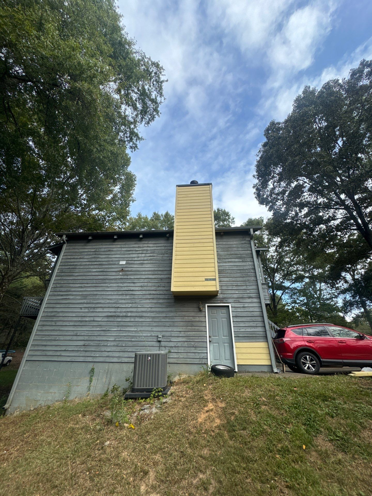 Chimney Chase Siding Replacement and Exterior Painting in Cartersville by Swift Home Renovations 