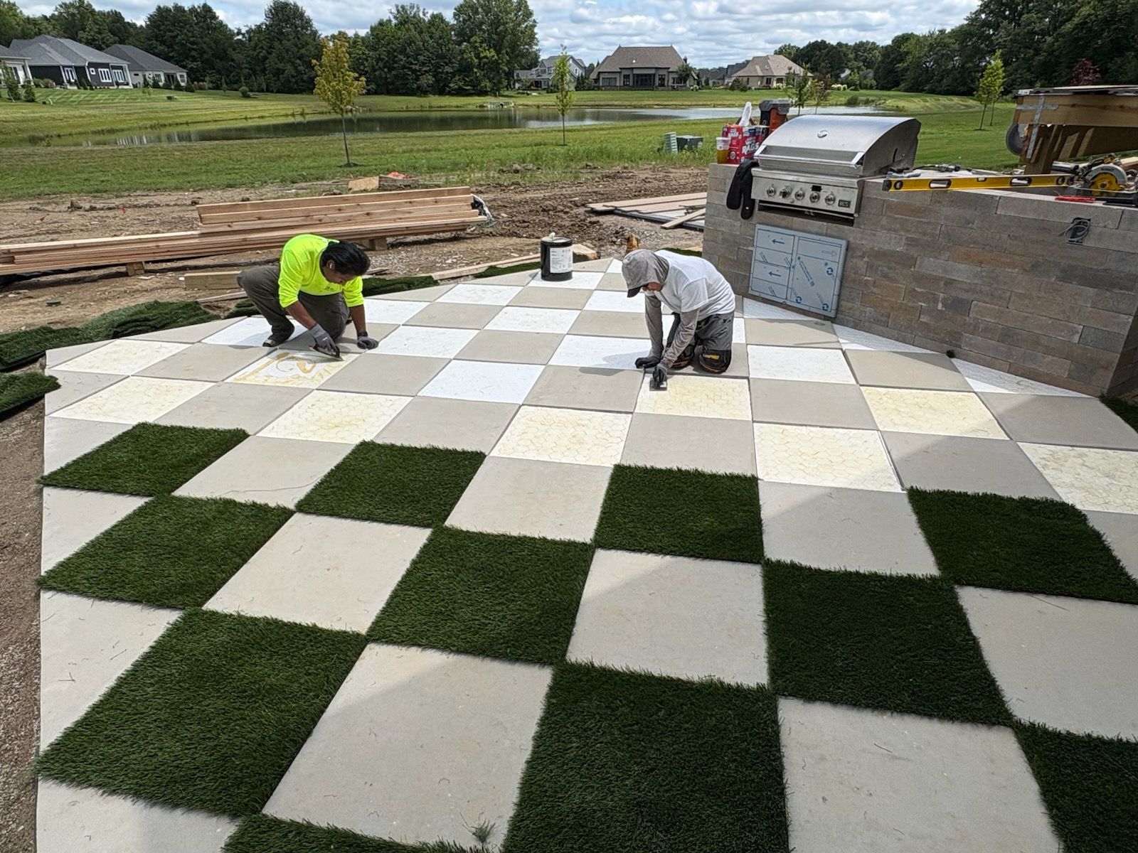 Checkerboard Turf Patio by Southwest Greens Midwest