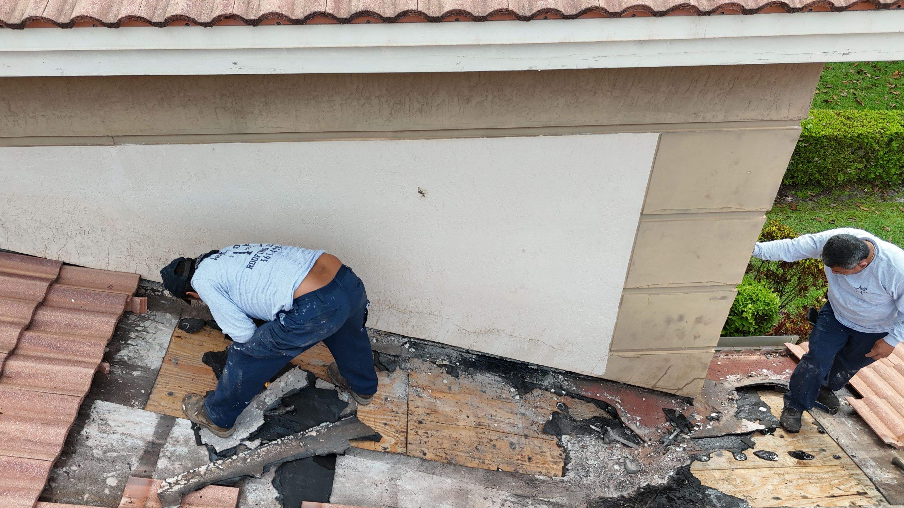 Clay Tile Roof Repair and Plywood Decking Replacement in Boynton Beach by Aastro Roofing