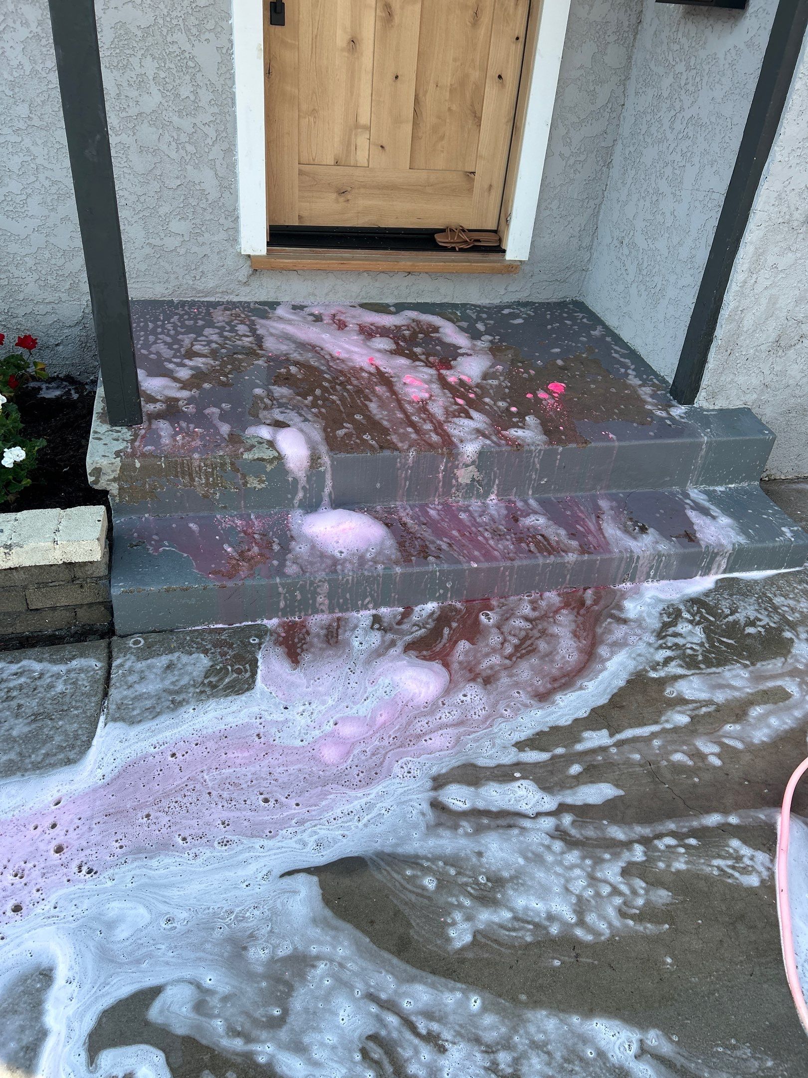 Hot Water Concrete Cleaning Driveway & Patio In La Mirada, CA by La Power Washing Inc