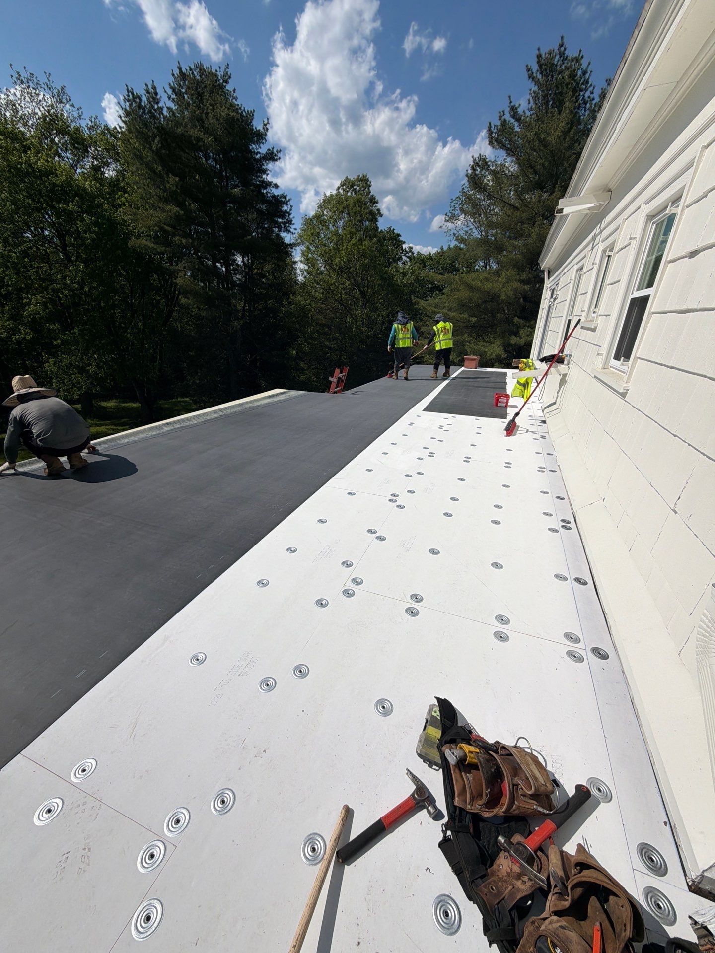 Owens Corning Duration: Slatestone Gray + Cedar Shingles + EPDM in Middletown by Golden Shield Roofing