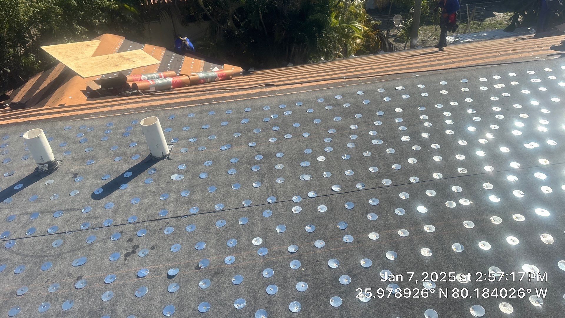 COMMERCIAL REROOF 24 GUAGE MEDIUM BRONZE 1-1/2" MECHANICAL SEAM "ZEBRA METHOD" by Earl W. Johnston Roofing 