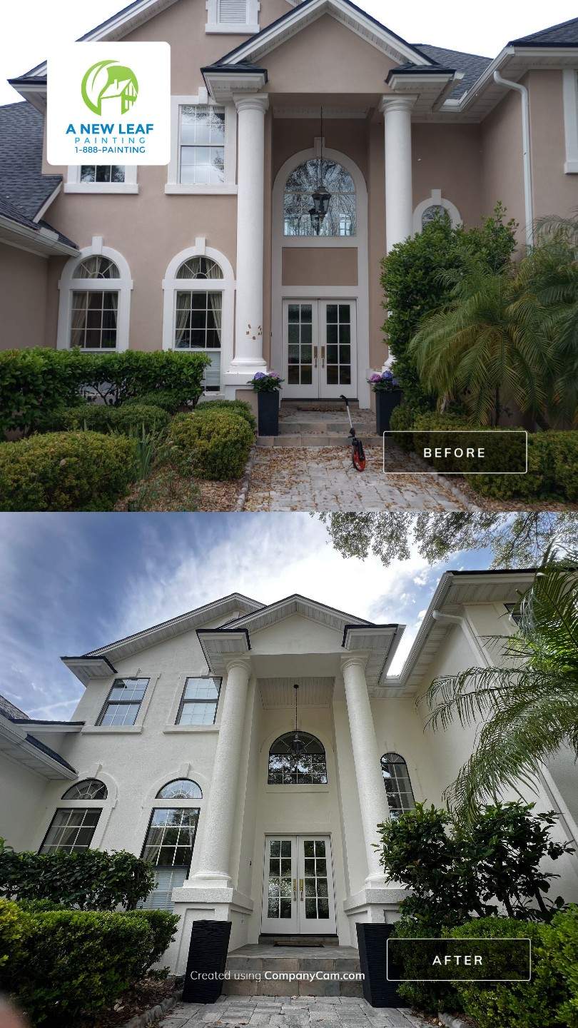 Large Stucco Home Exterior Painting in Marsh Landing | Ponte Vedra Beach, FL by A New Leaf Painting, LLC