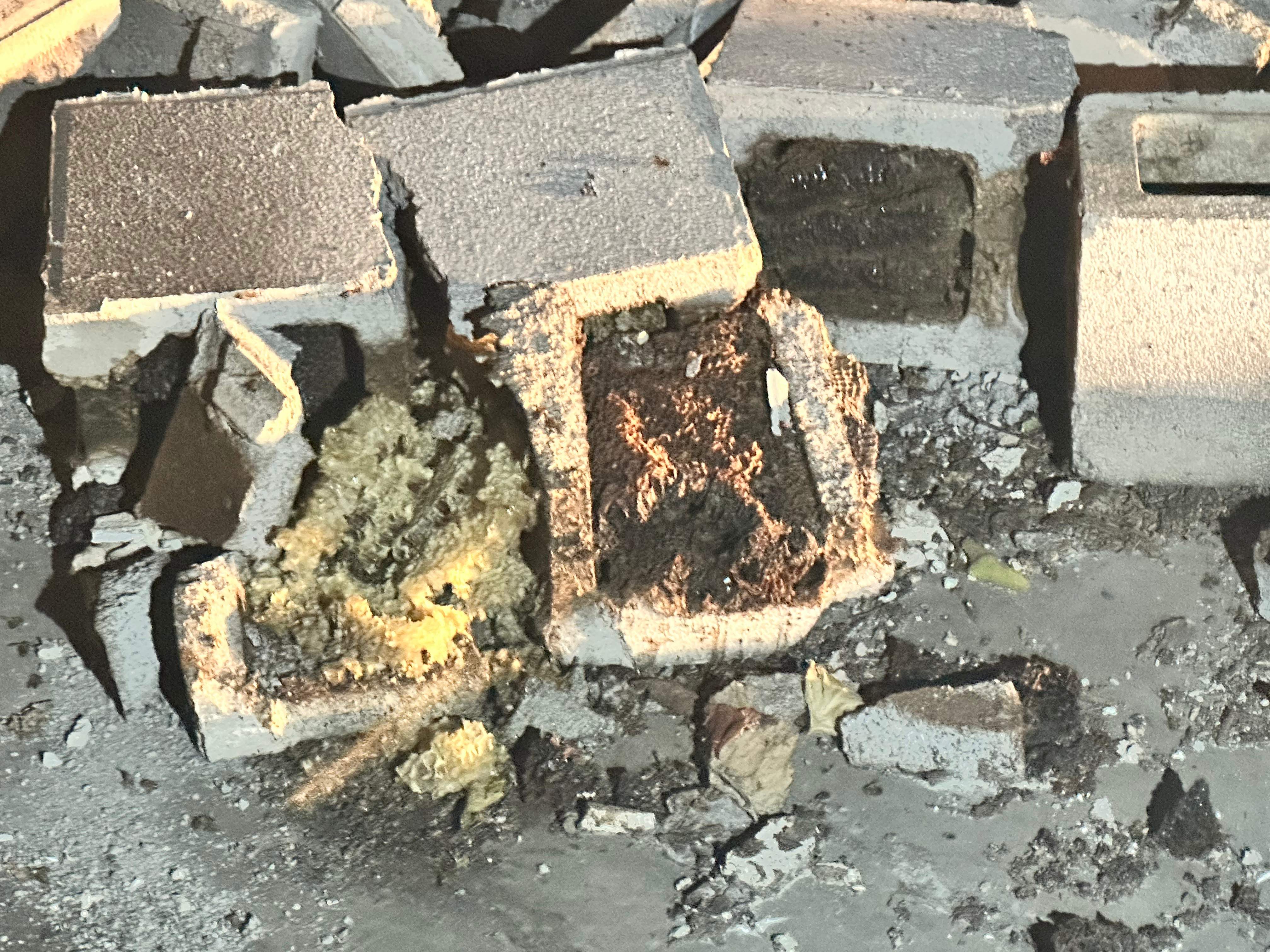 Demoed Cinderblock Wall by Rockwall Honey Bee Company