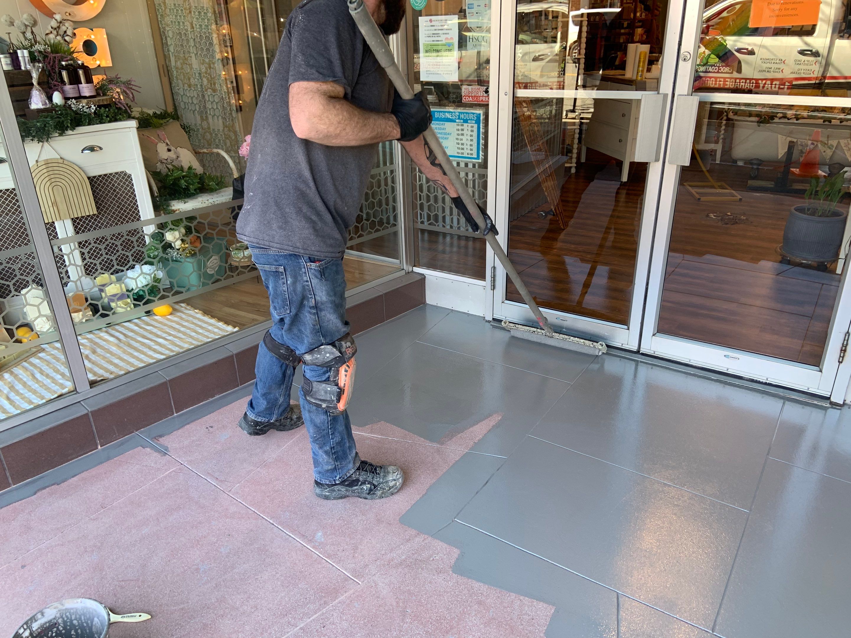 Commercial Floor Transformation using Slate Stone by Croc Coatings, LLC