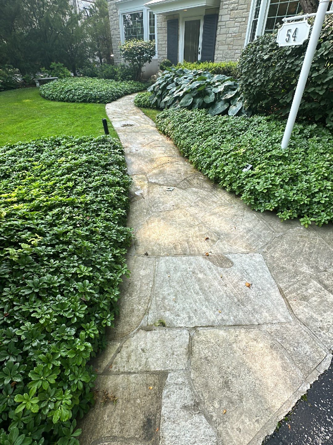 natural stone cleaning using Algaecide, soft wash soap by Northern Power Washing LLC.