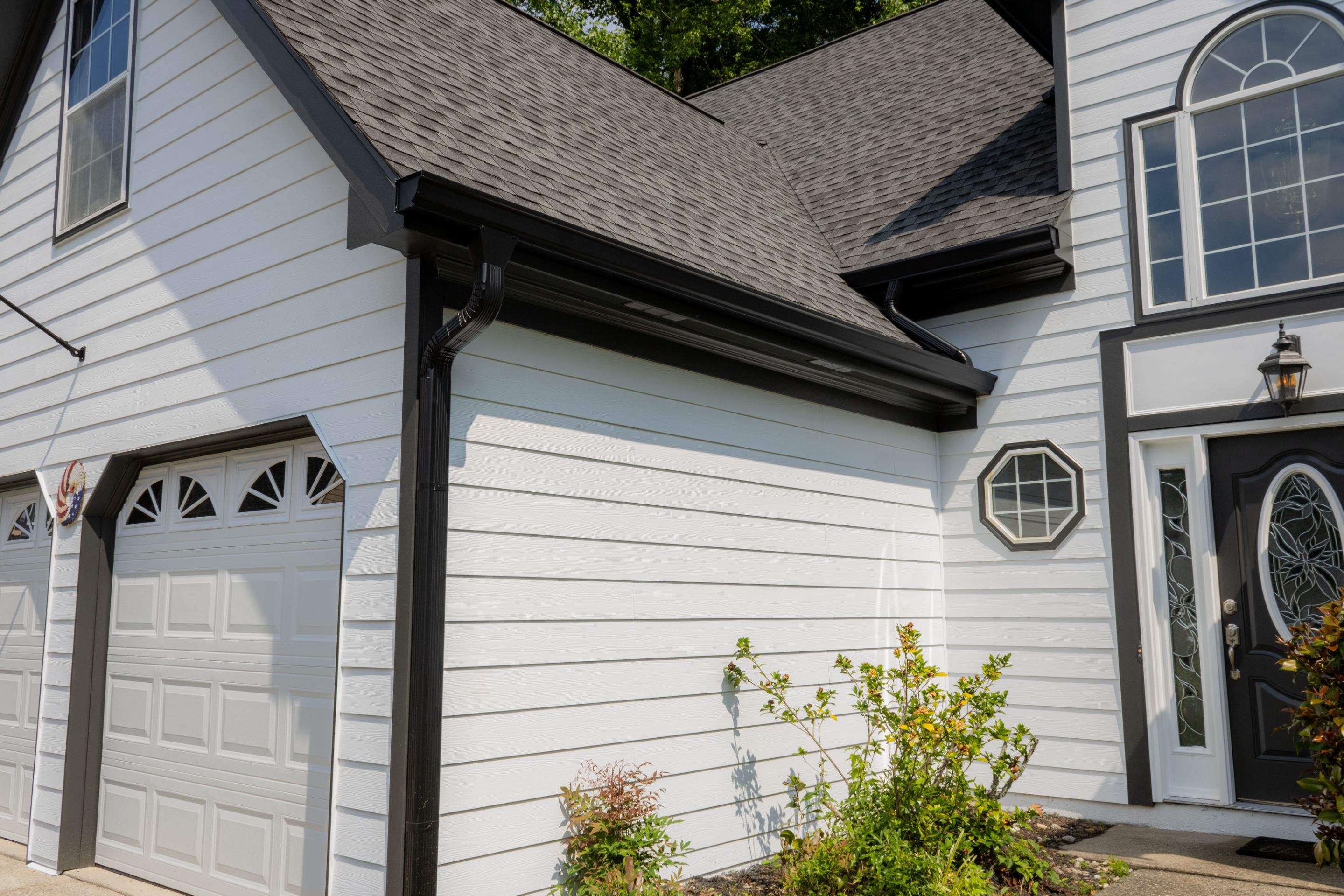 Alpharetta, GA Siding & Exterior Painting with Black Trim Before & After by Nelson Exteriors