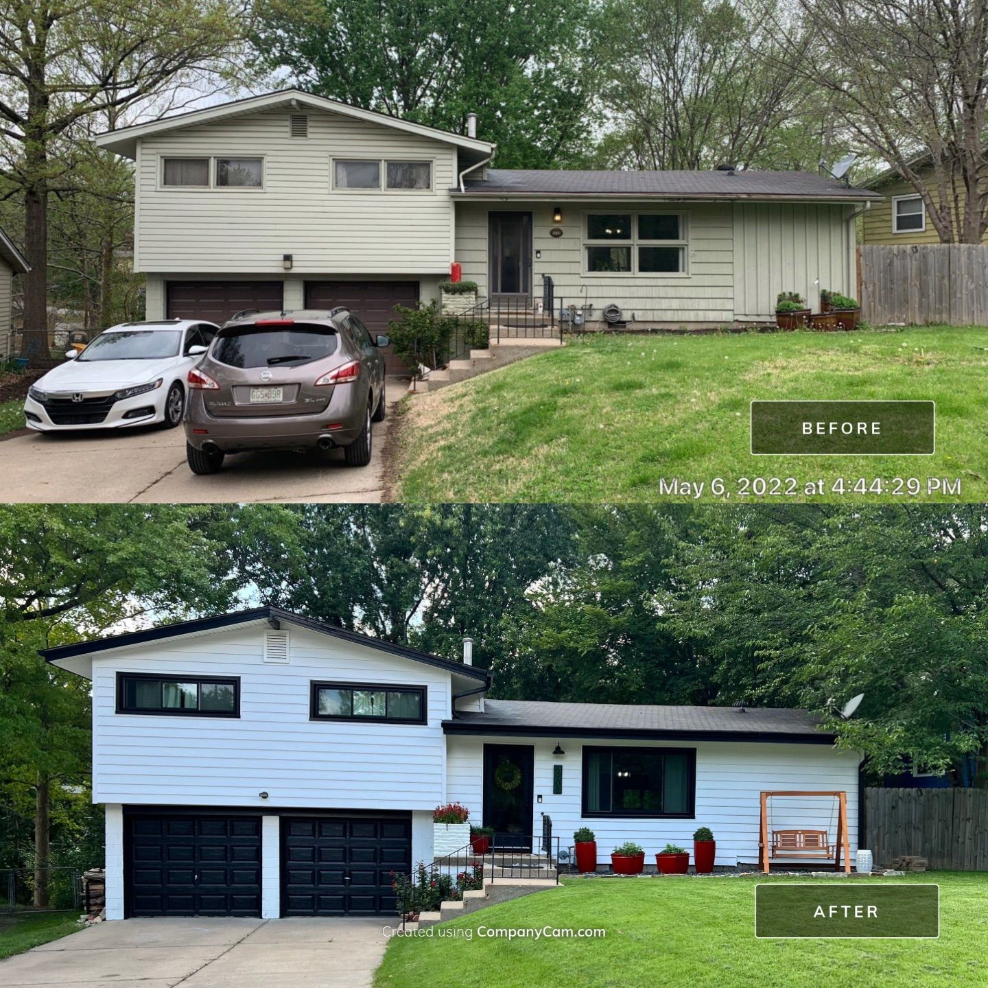 White Craneboard Siding and Heartland Window Installation in Parkville by EEC Windows, Siding & Roofing
