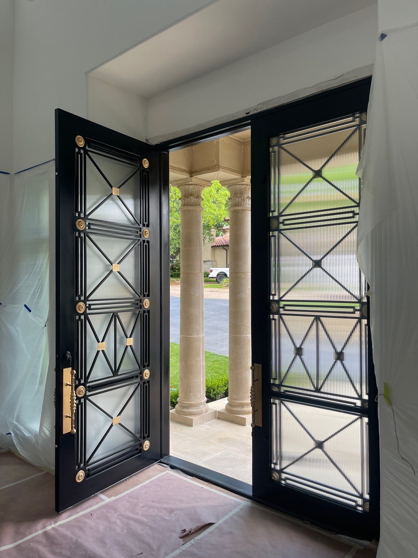Modern Matte Black Front Door Installation in Dallas by Solara Custom Living
