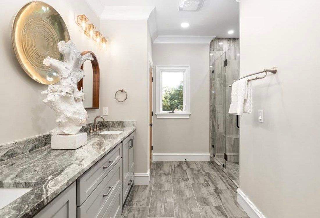 Georgeous Master Bath with heated floors by Footprints Bath and Tile of East Atlanta