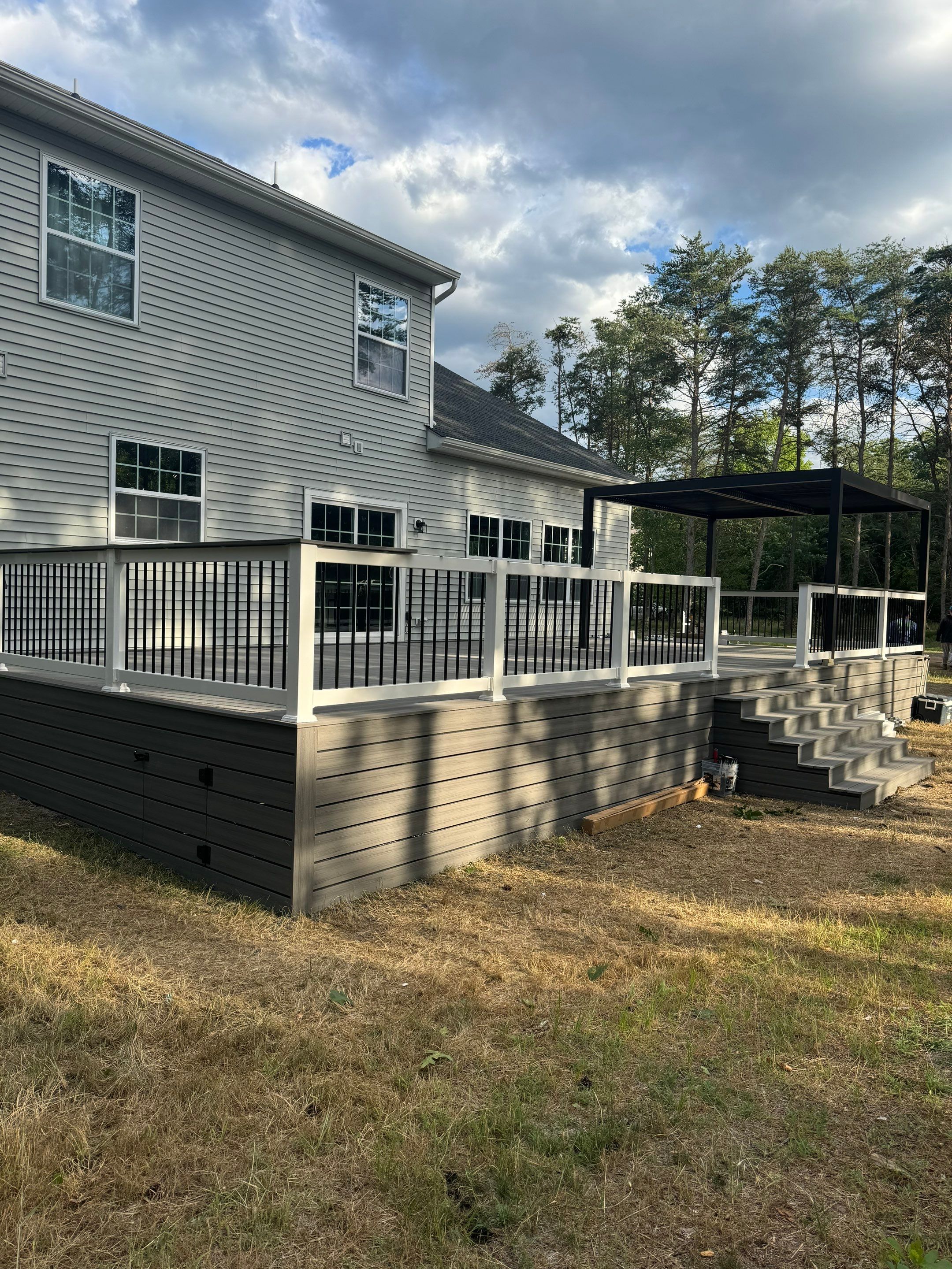 New Deck with Manual Louvered Pergola by deck guardian