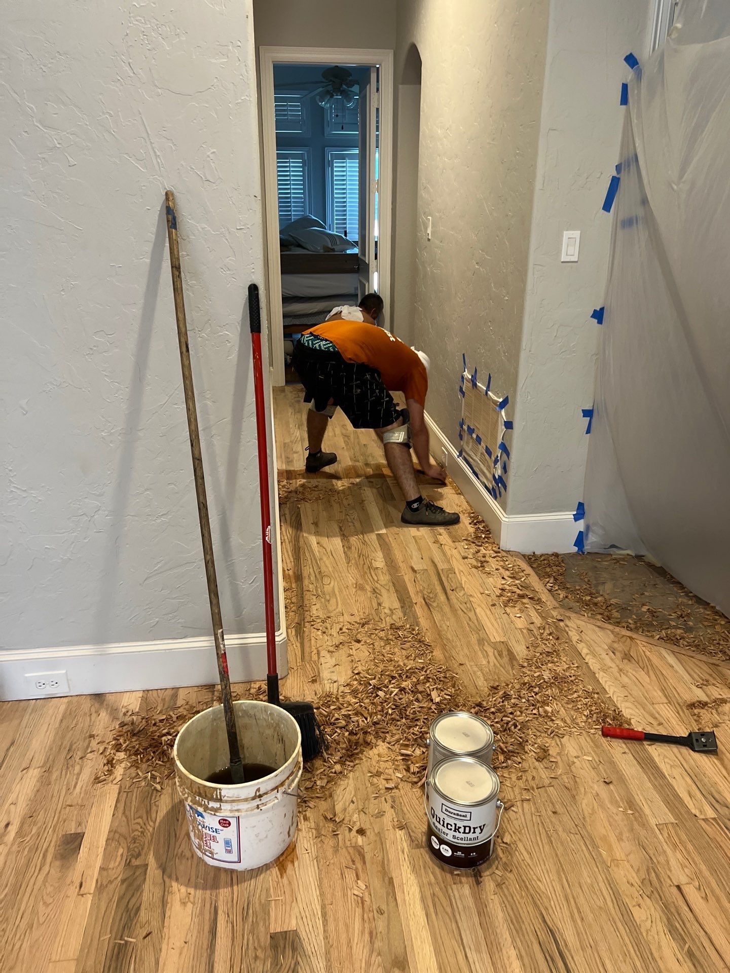 In Progress - Repairing wet Hardwood Floors in Colleyville by Bernard Hardwood Floors