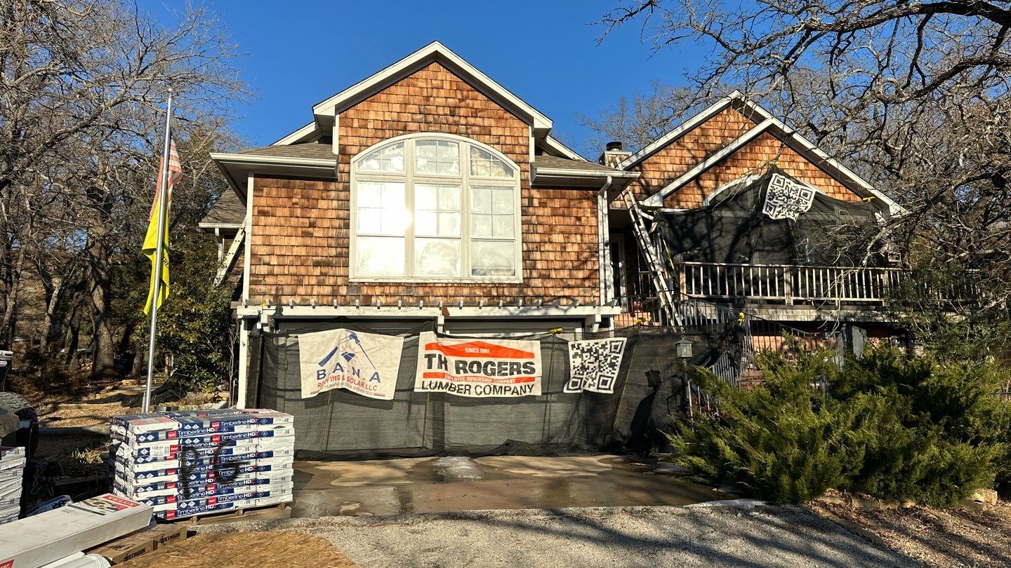 Roof Replacement on a private lake near Ardmore by BANA Roofing and Solar Supply