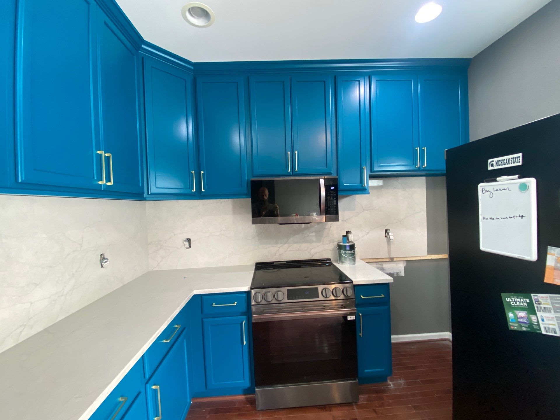 Modern Kitchen Cabinet Refinishing and Hardware Upgrade in Detroit by Top Shelf Painter