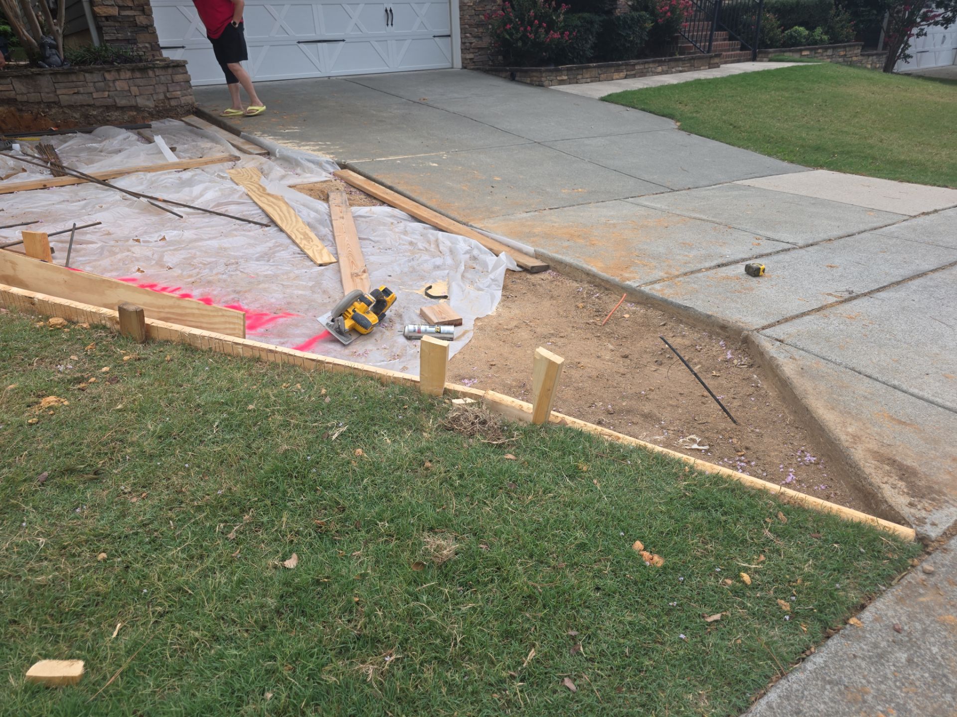 Concrete Driveway Expansion & Retaining Wall | Apex, NC by Elite Remodeling and Design LLC