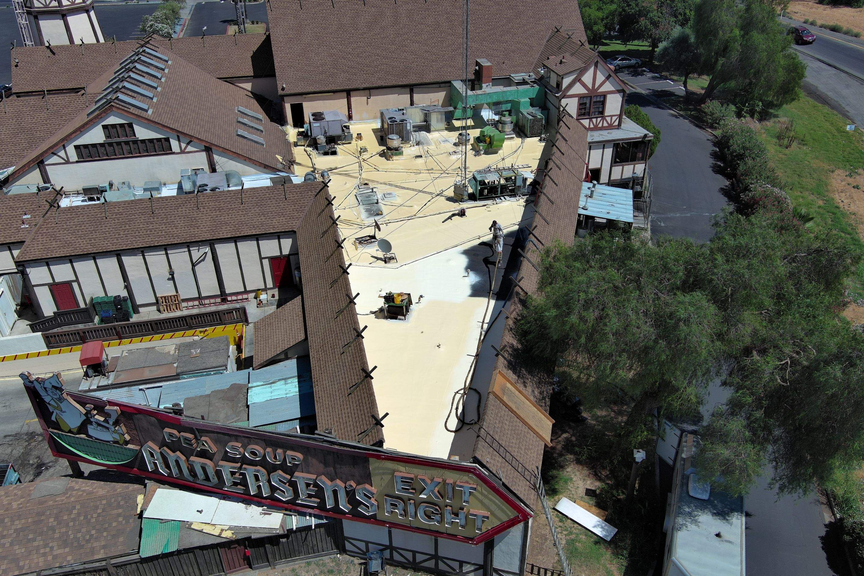 Spray foam and coatings using General Coatings acrylic coatings and spray foam by Straight Edge Roofing Inc