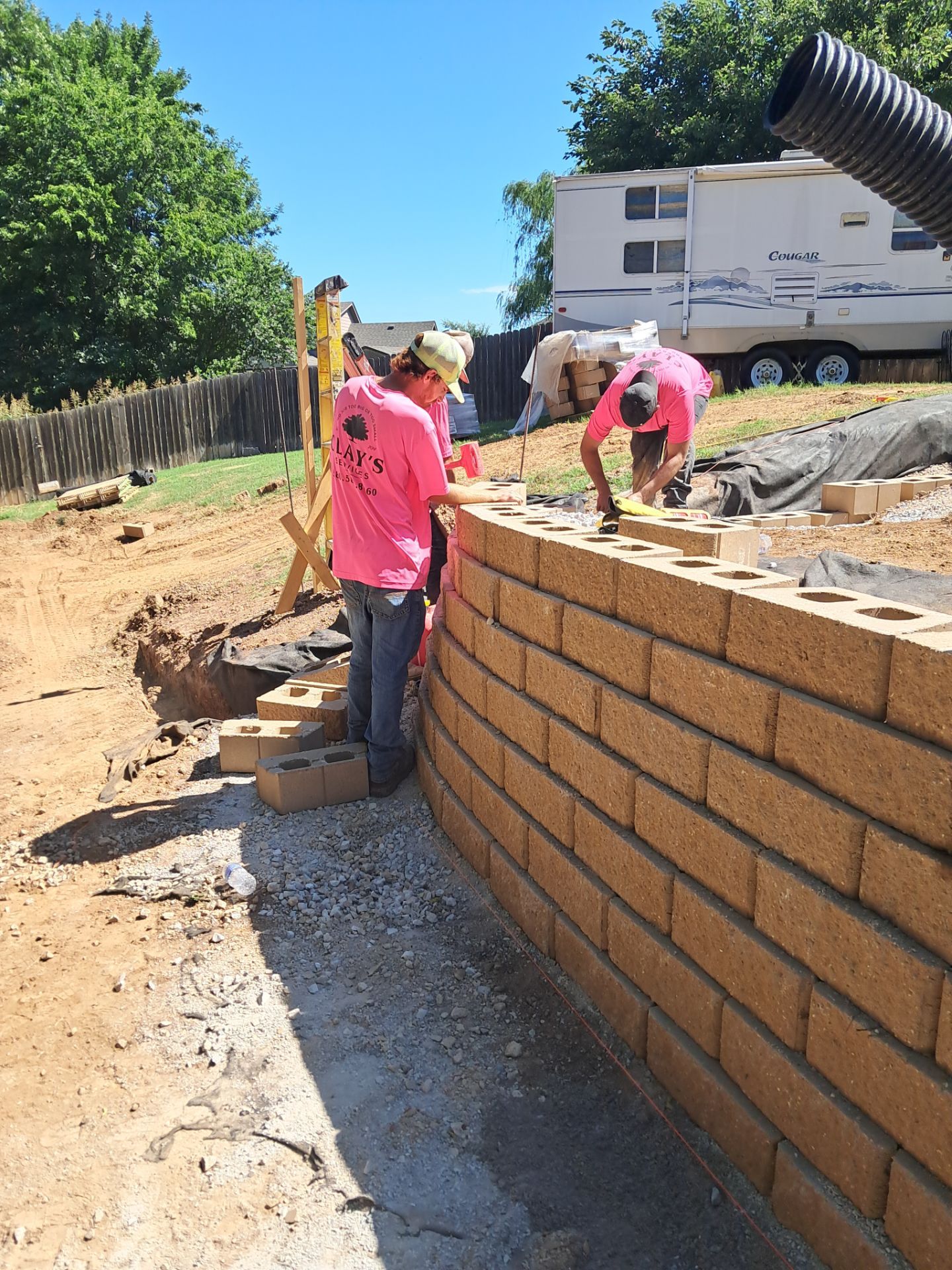 Custom Segmental Block Retaining Wall and Sod Installation in Lawton by Clays Services Inc