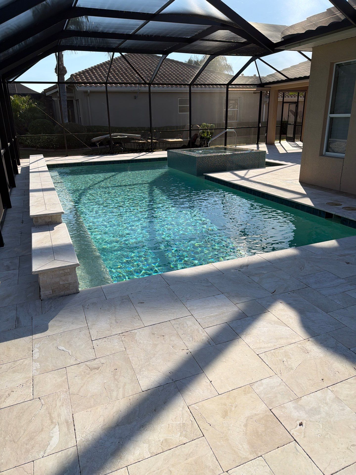 Travertine Paver Sealing Project in Sun City Center by Supreme Paver Experts