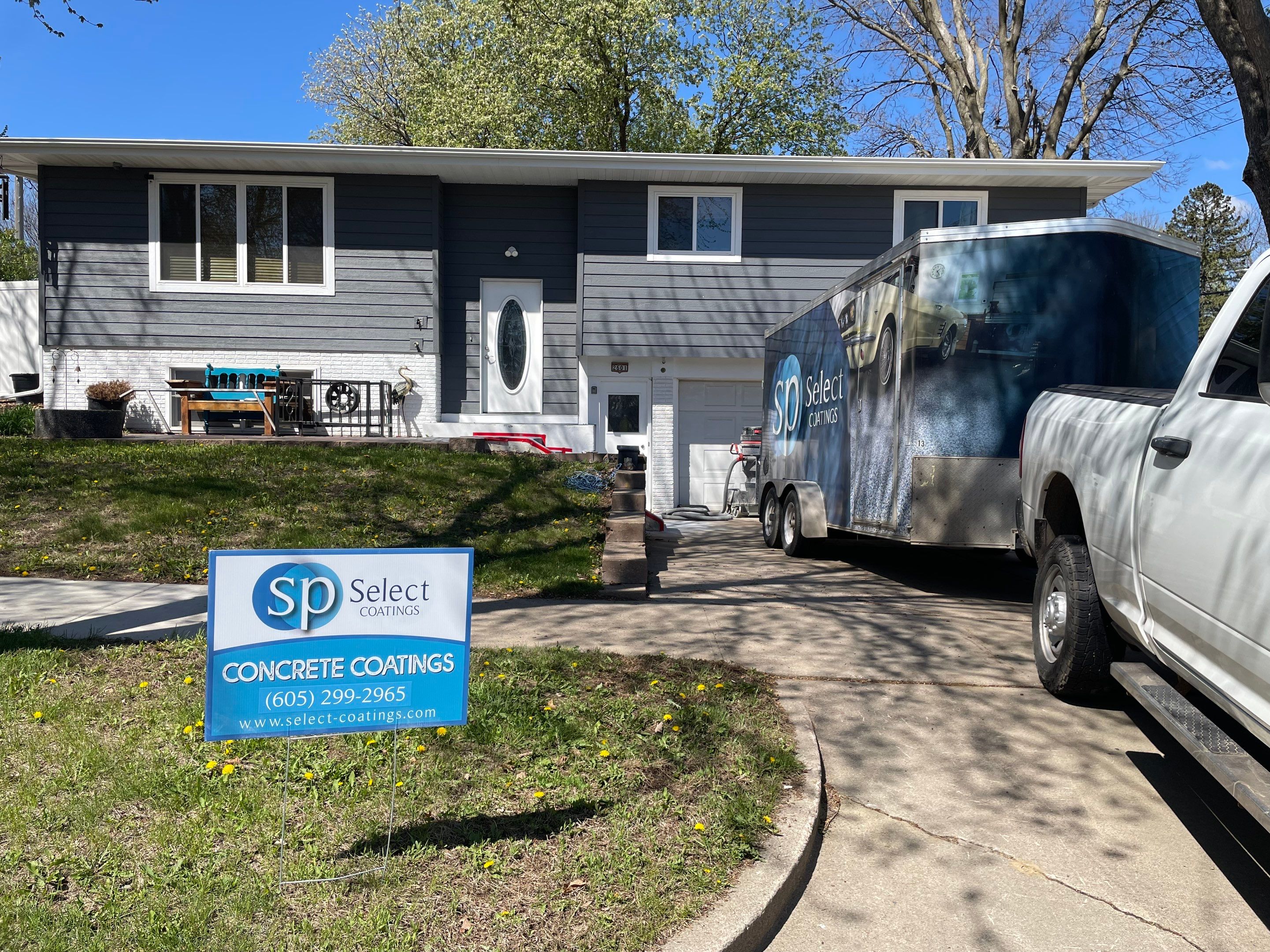 Grey Polyaspartic Porch and Stair Resurfacing in Sioux Falls by Select Painting, Coatings & Garage Cabinets