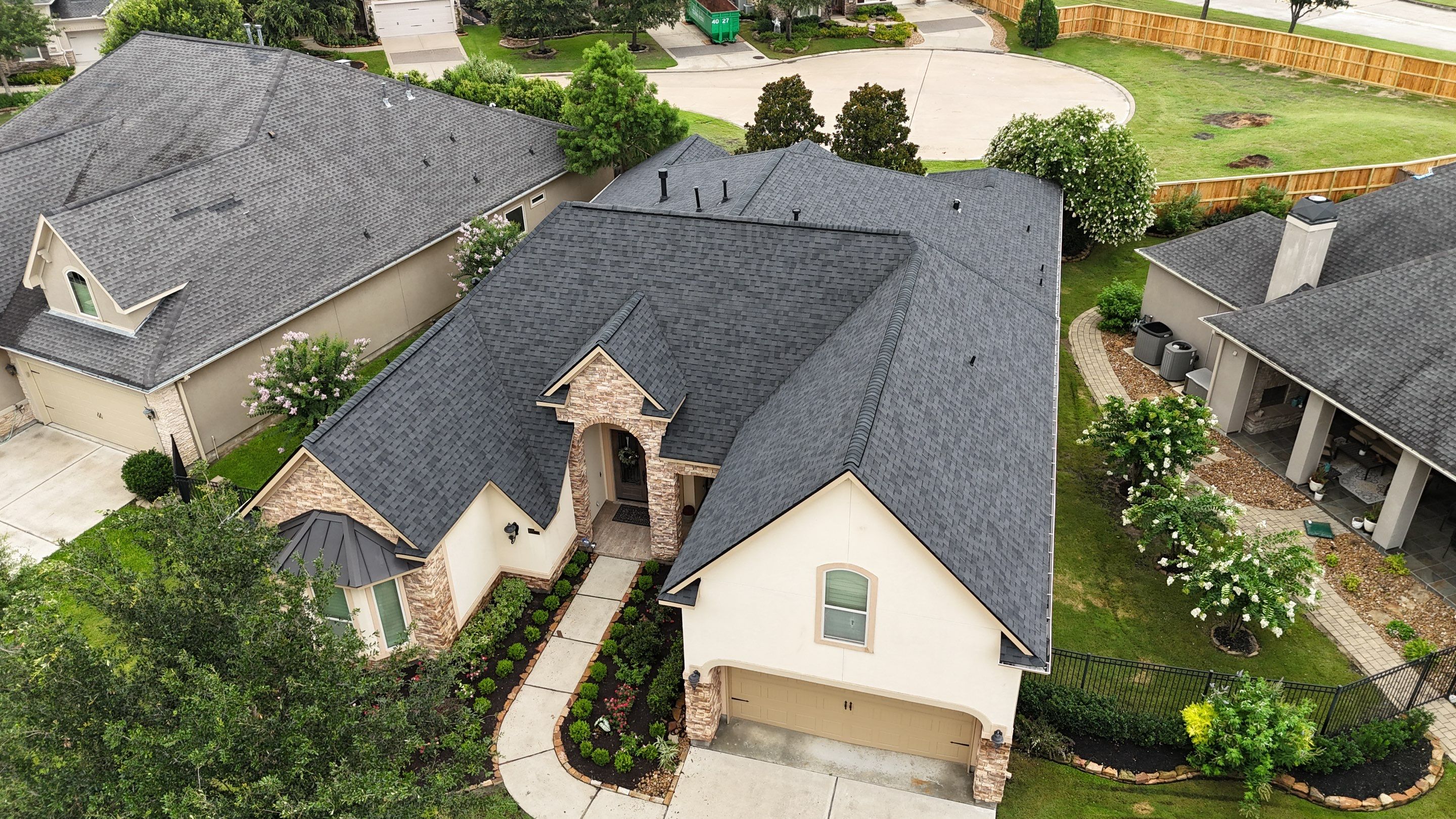 Residential Roofing Installation using Certainteed Landmark after last year's tornado in Cypress by Core Four Roofing