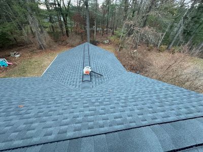 GAF Charcoal Roof Replacement with Vent Leak Repairs, PVC Fascia & Leaf Guard Gutters