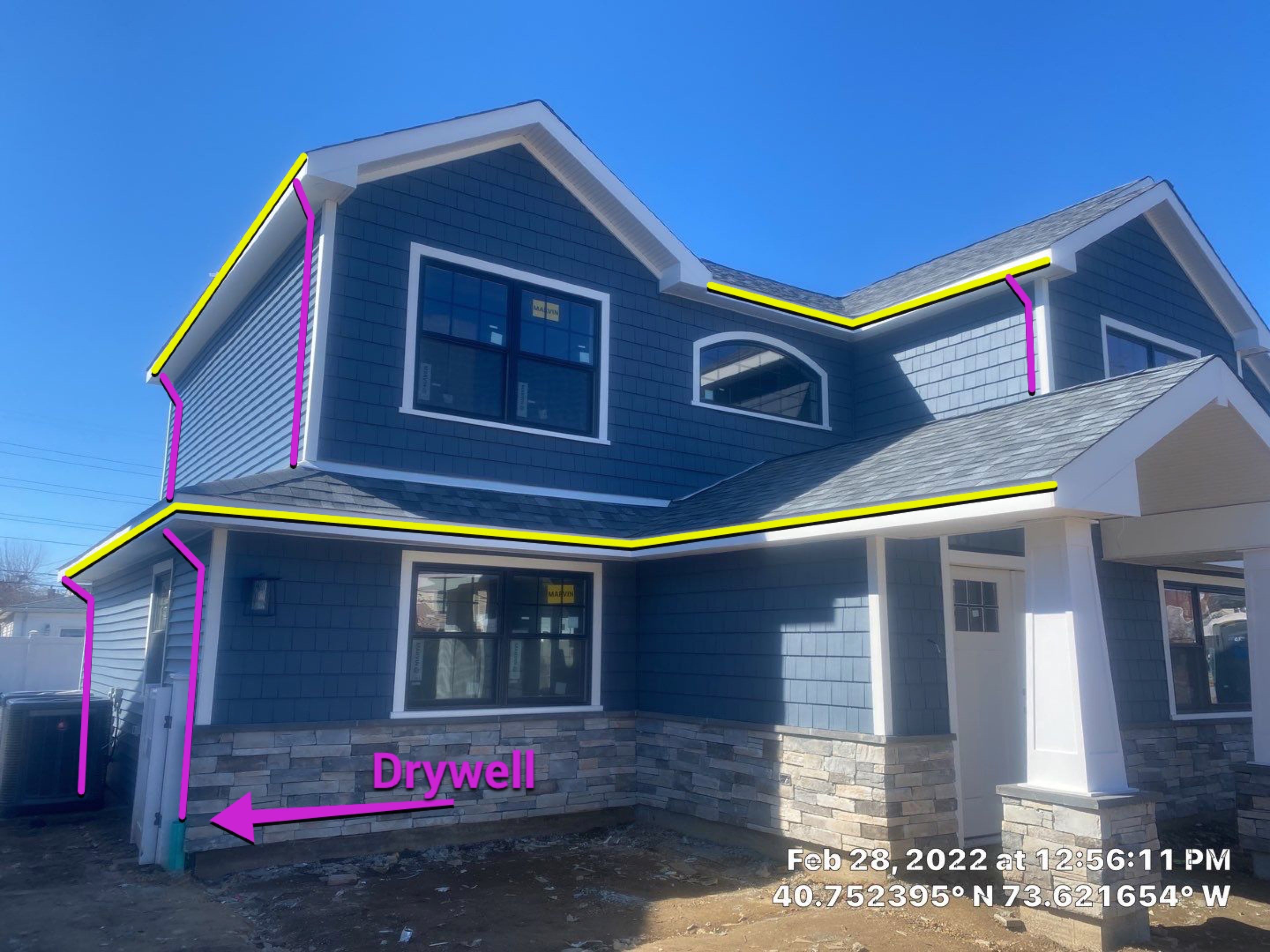 Full House Installation 5" white seamless gutters 2x3 leaders by Above All Gutters 