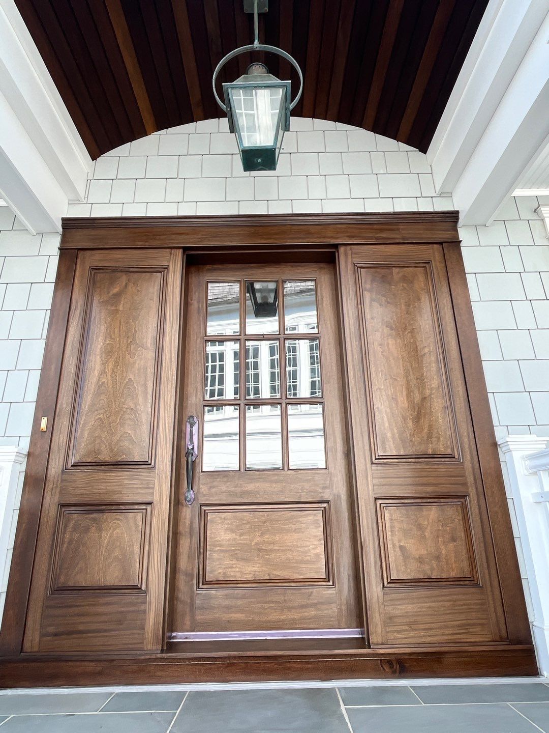 Custom Mahogany Entry Door Staining and Refinishing in Ocean City by FreshCoat Works LLC