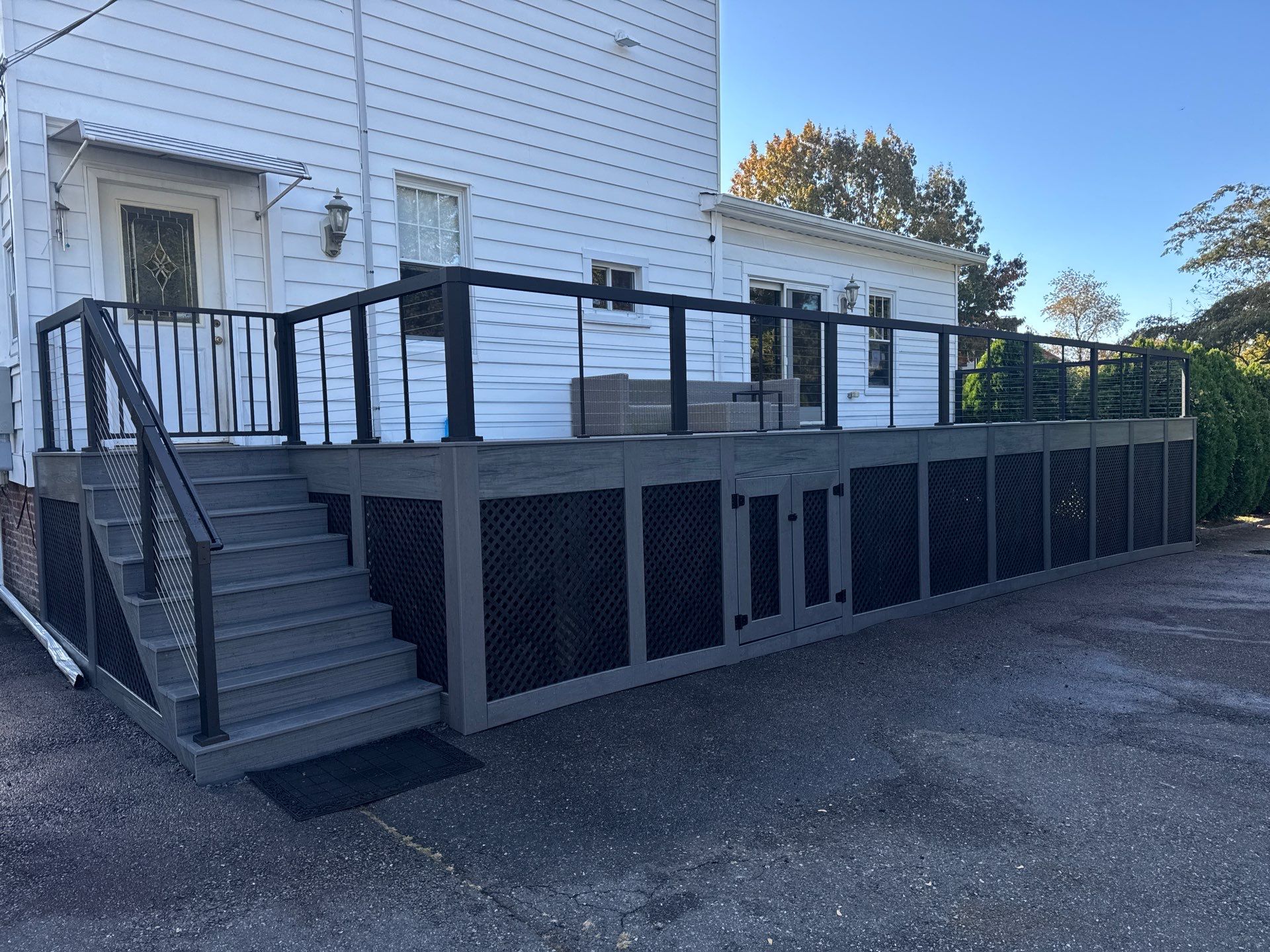 new deck with cable rails in Montclair NJ by deck guardian