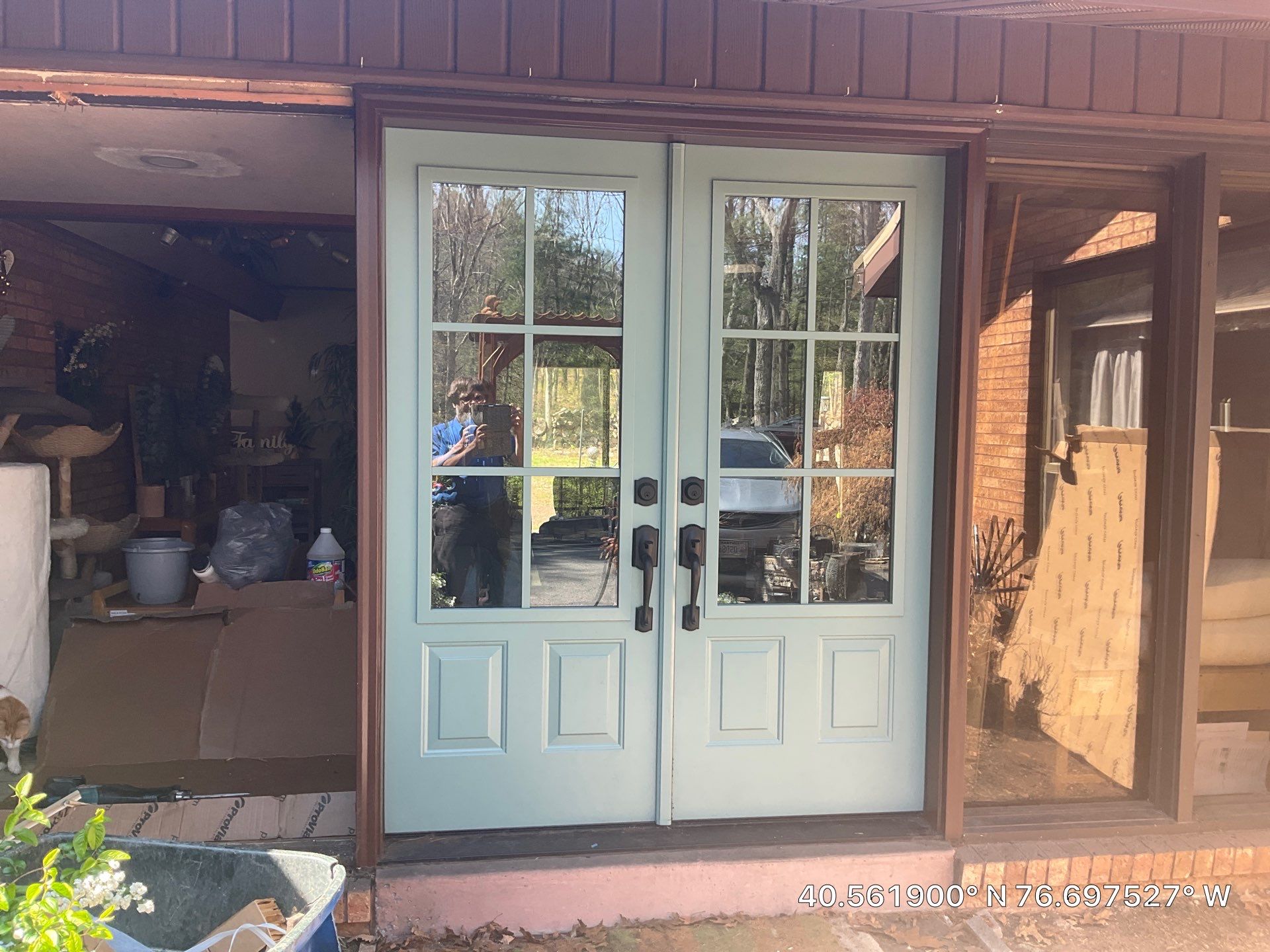 Sage Green Entry Door Replacement and Window Installation in Lykens by Esh Builders