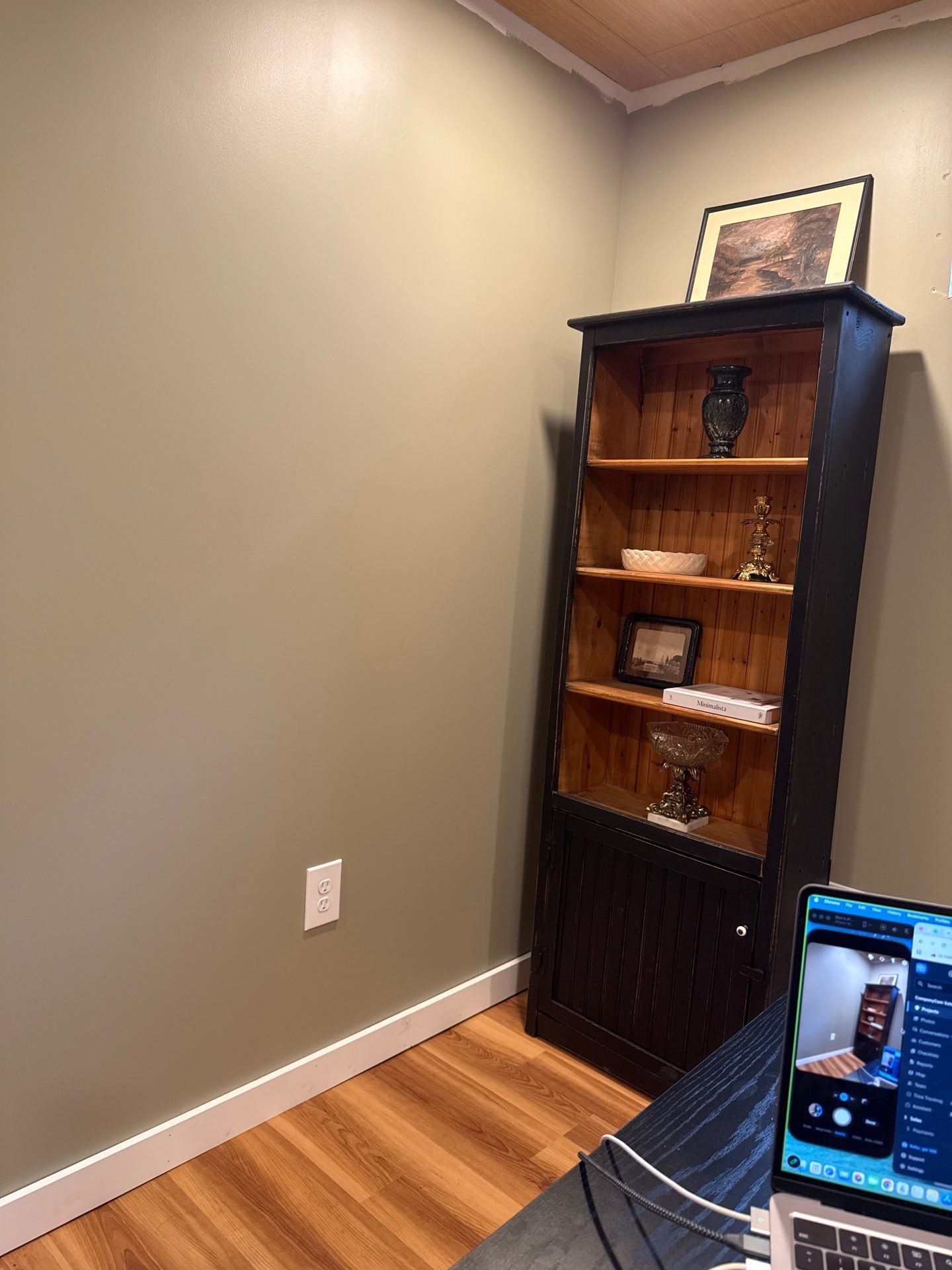 Lincoln Home Office Renovation with Sage Walls and Wood-Look Flooring by CompanyCam Sales Demo