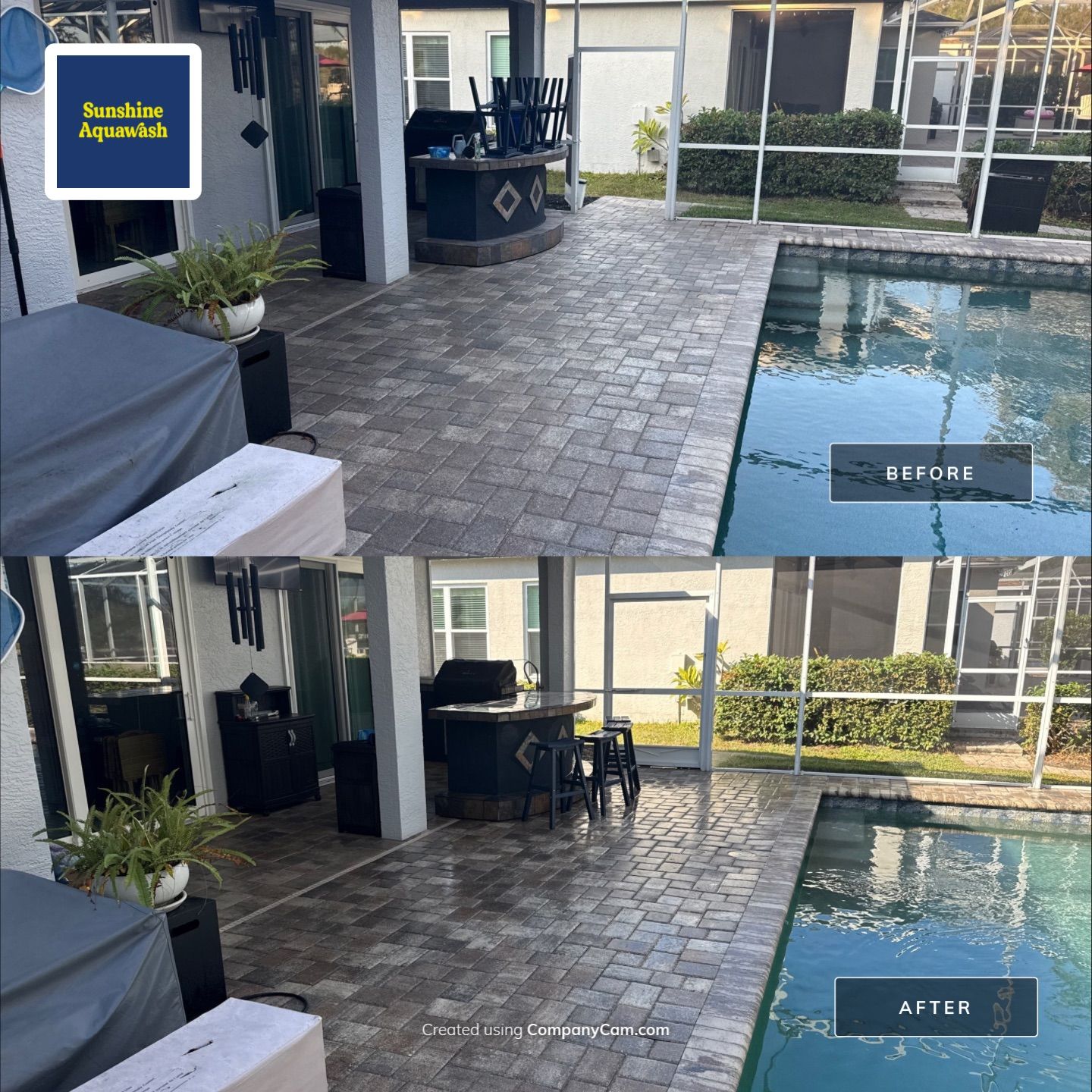 Paver Pool Deck Cleaning & Pool Cage Cleaning in River Point of Manatee – Bradenton, FL by Sunshine AquaWash
