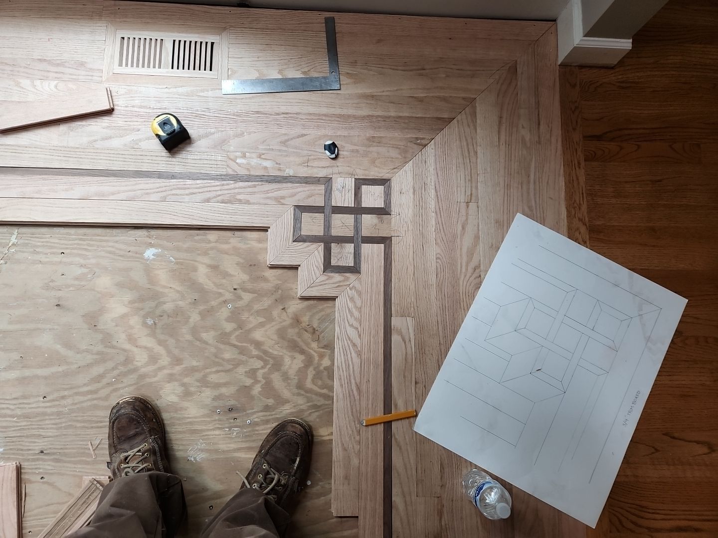 Ann Arbor Elegance: Red Oak and Walnut Living Room Masterpiece by Ann Arbor Hardwoods