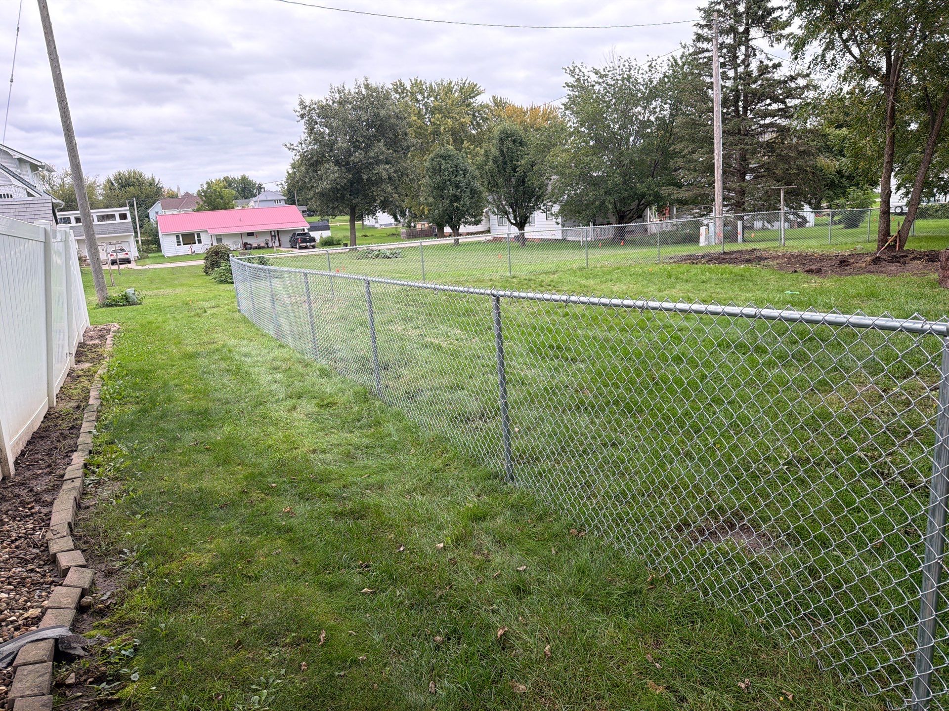 Tripoli Residential Galvanized Chain Link Fence with Double Gates by Perfect Picket Fence and Stain