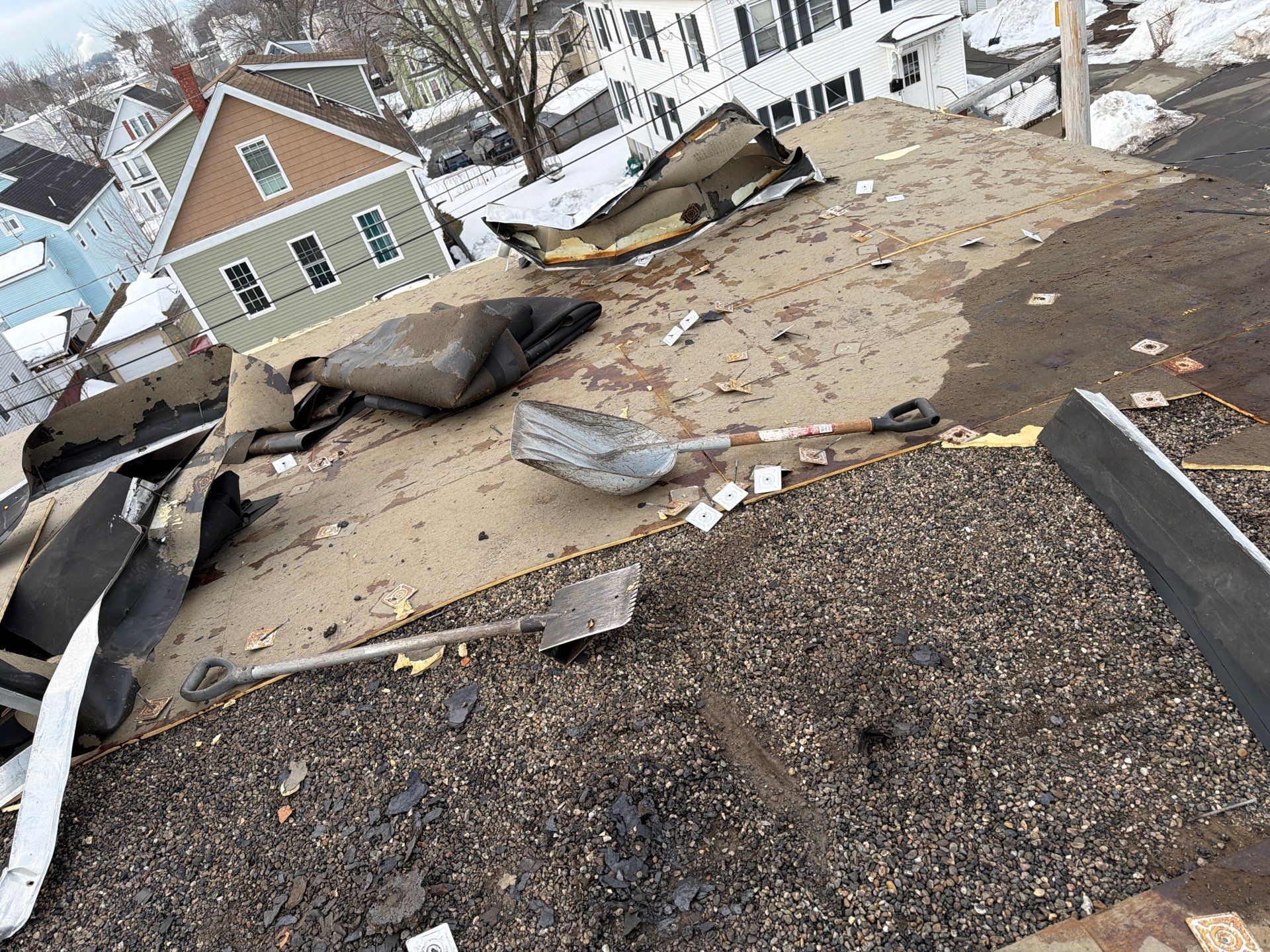Gravel Roof Tear-Off & EPDM Rubber Roof Conversion in Haverhill, MA by JOHNNYS PRO