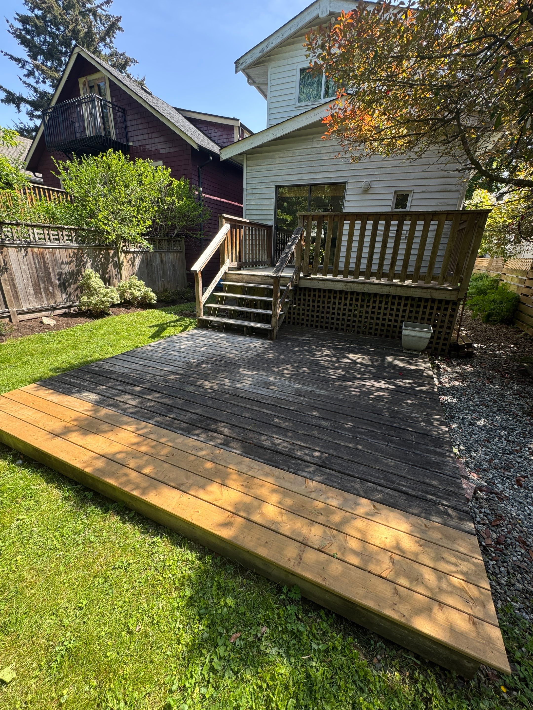 Deck Restoration: Staining Deck & Railings by YVR Construction Group