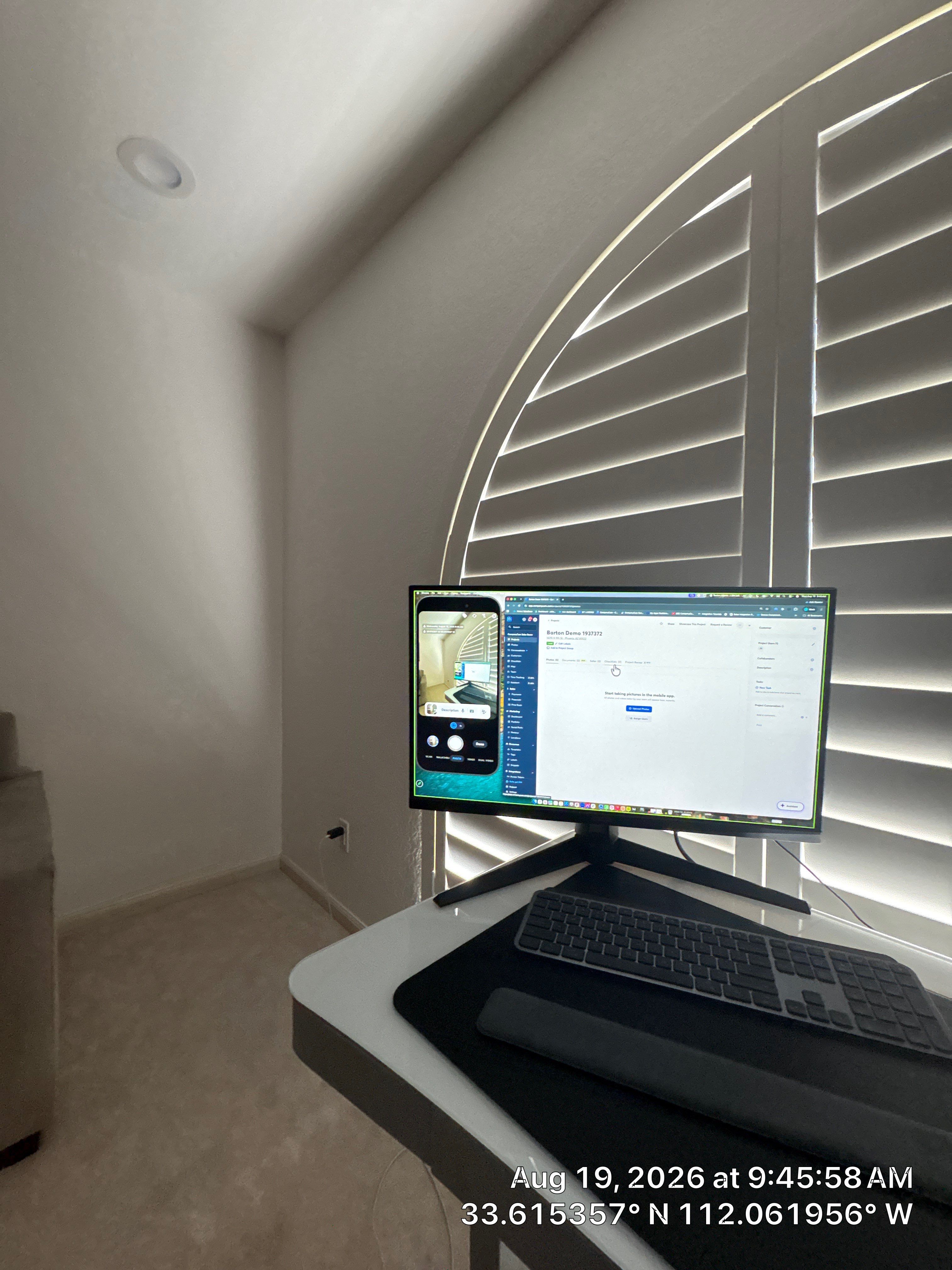 Phoenix Home Office Renovation with Arched Plantation Shutters by CompanyCam Sales Demo