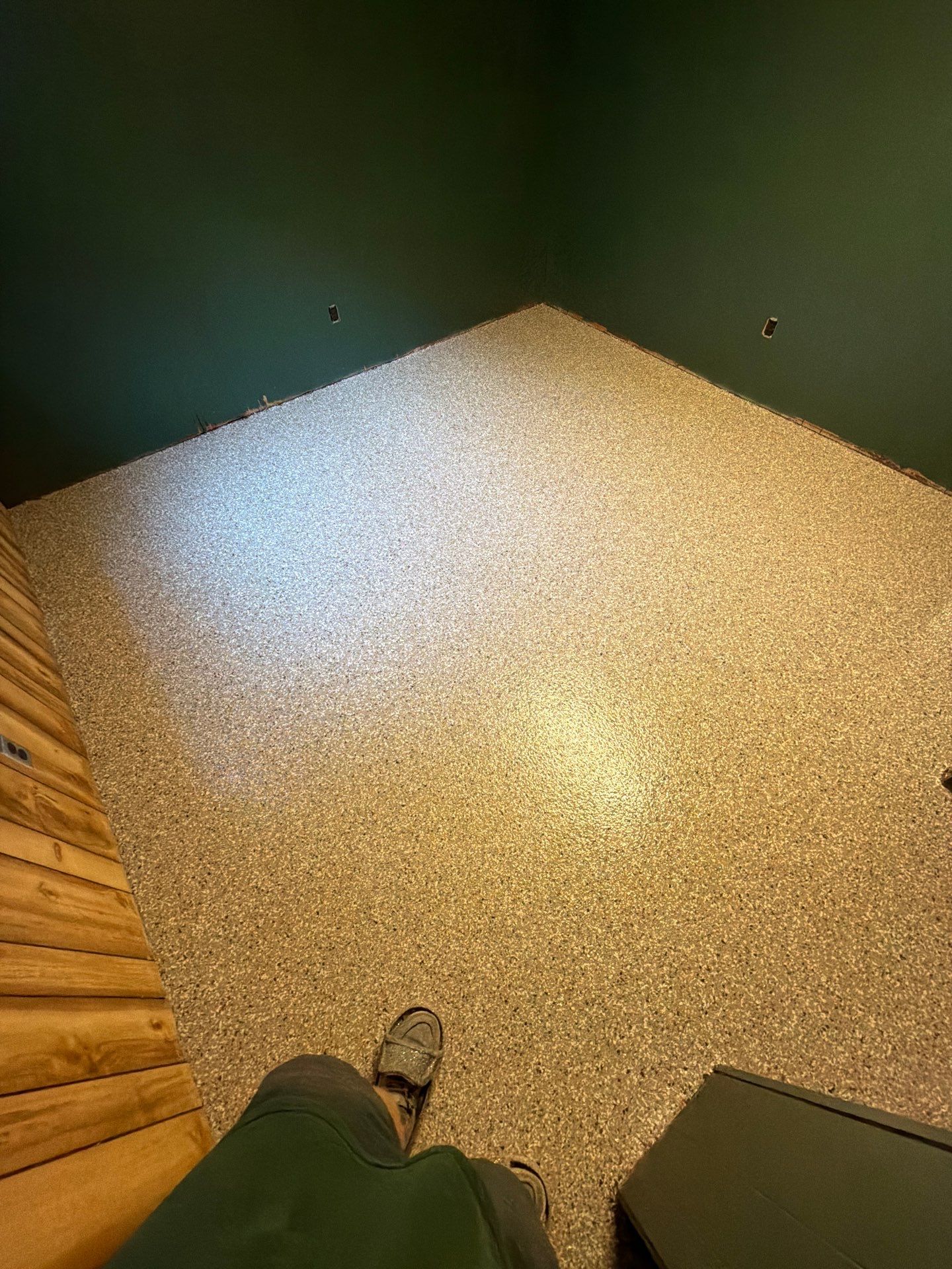 Custom Epoxy Flake Floor Installation for Spring Lake Residence by Gordon Painting