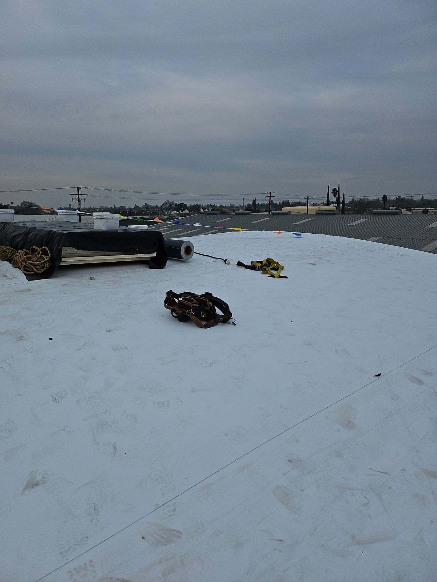 TPO single-ply roofing system using GAF Single-ply TPO 60 mil with 1.5 inch ISO board insulation by Straight Edge Roofing Inc