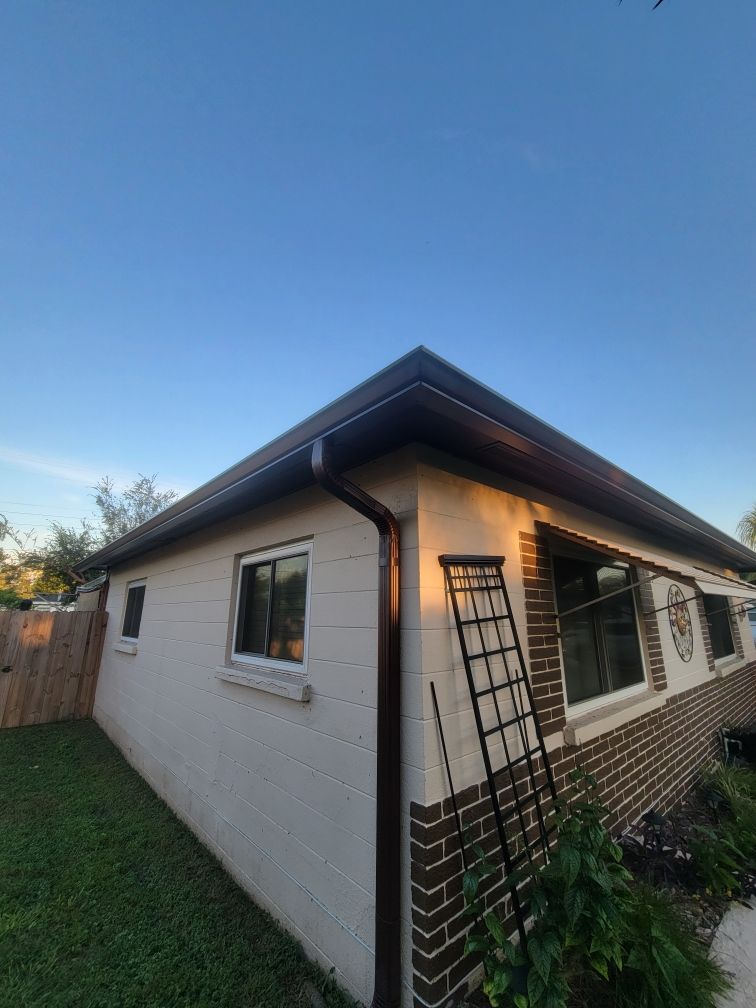 Musket Brown Seamless Gutters using Musket Brown Seamless Gutters in Bradenton FL by Gutter Professors