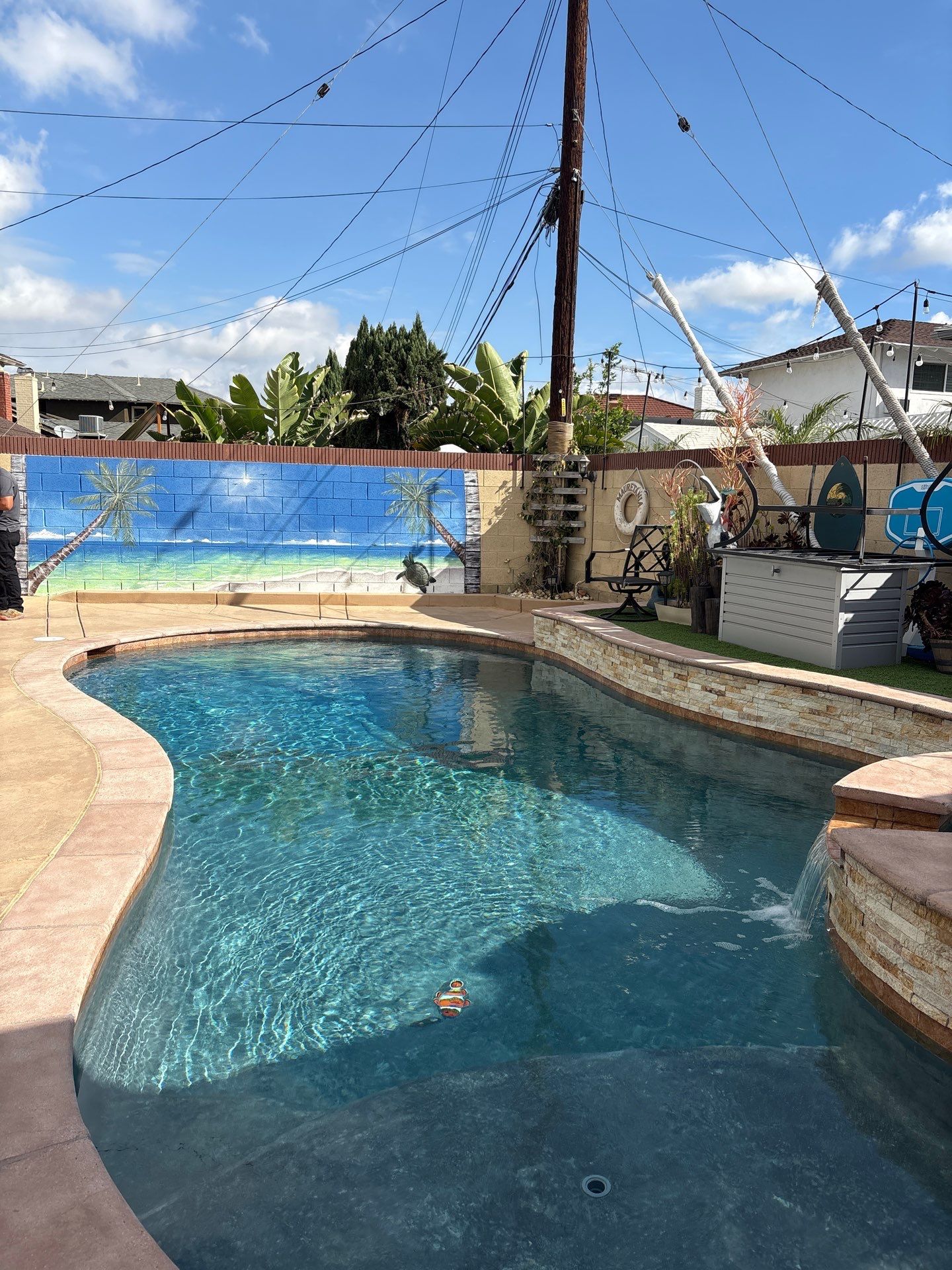 Sandblast & Staining Pool Deck In by La Power Washing Inc