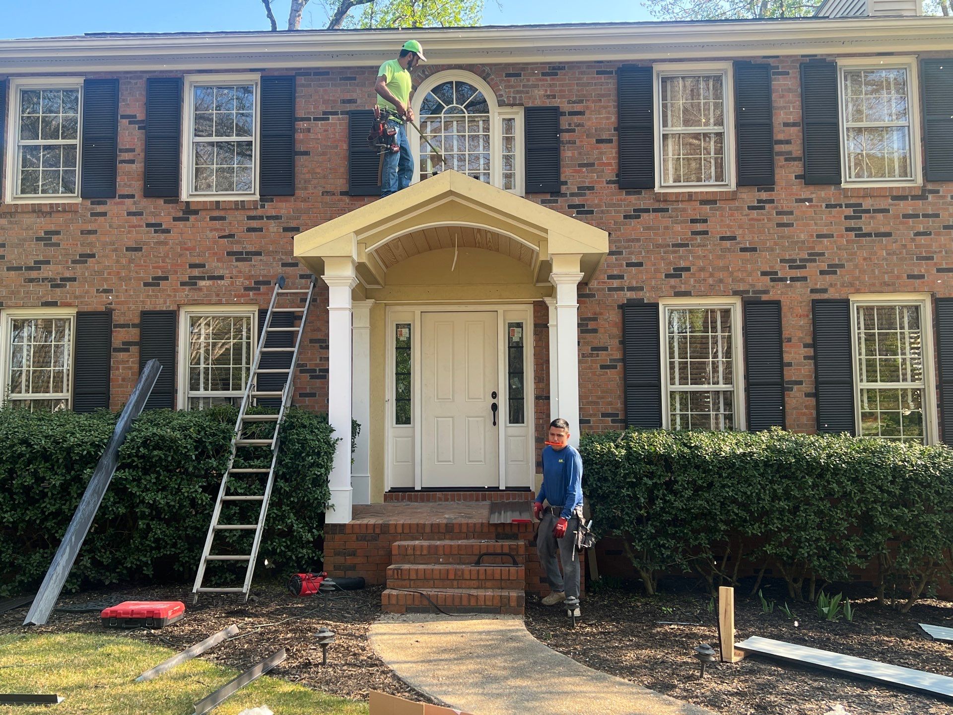 Exterior Entryway and Trim Renovation for Smyrna Brick Colonial by Swift Home Renovations