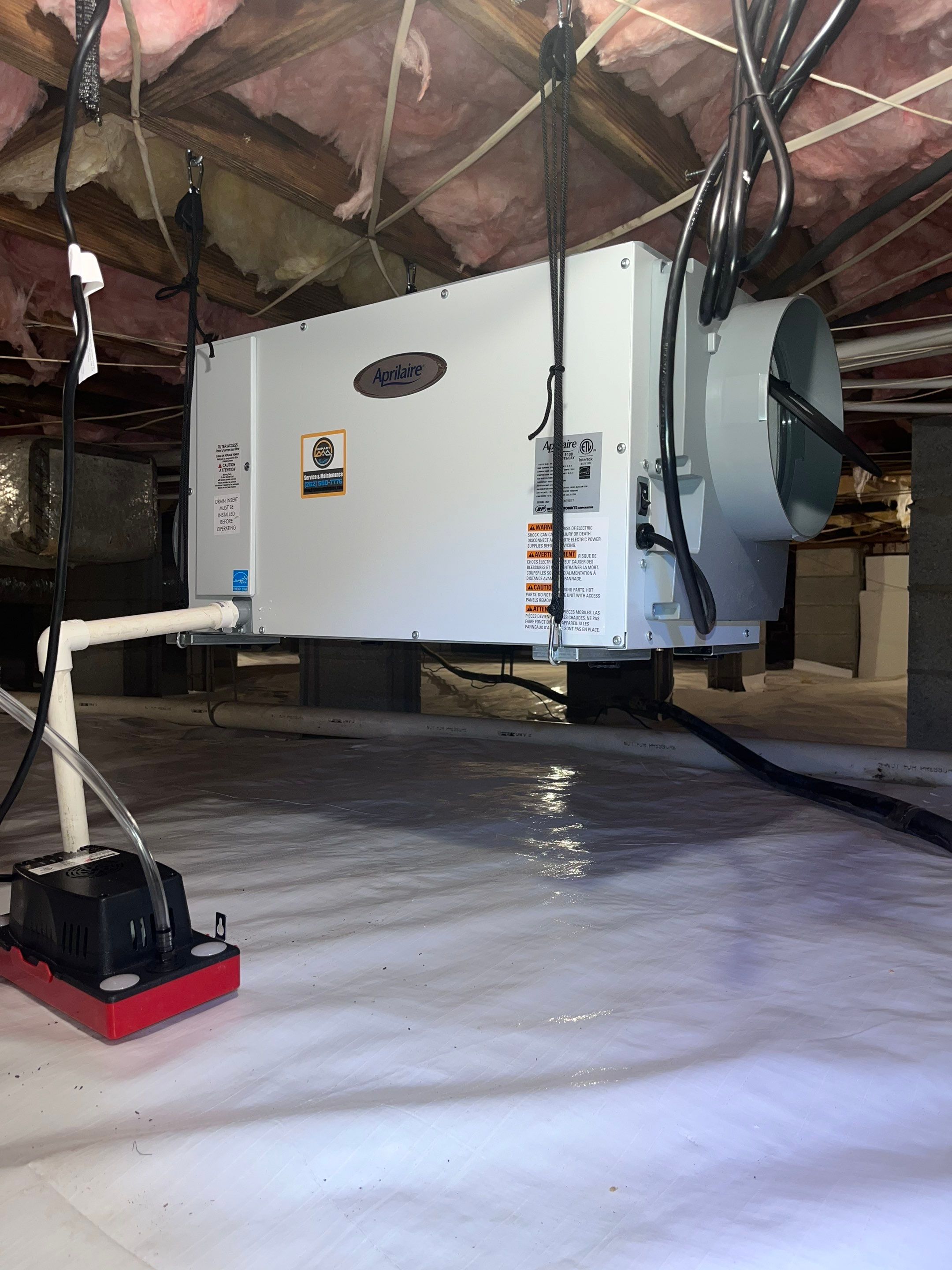 Dehumidifier and Moisture Barrier install with Structural repairs. by Impact Crawlspace