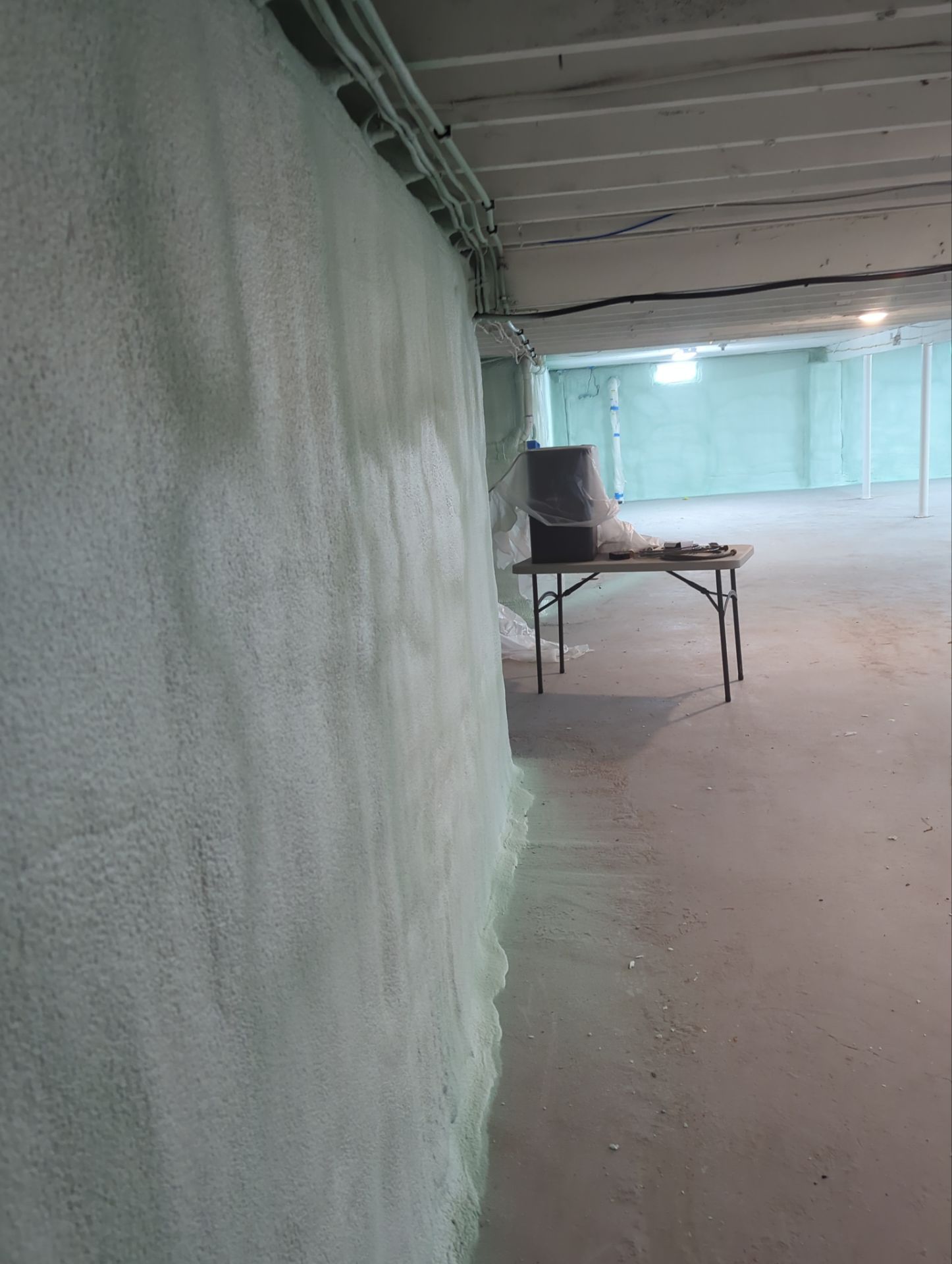 Basement Exterior Walls using Closed Cell Spray Foam by NYS Foam & Energy