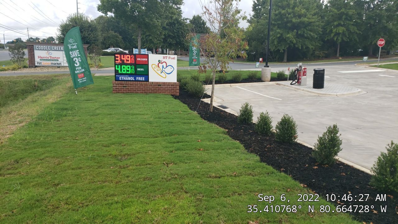 Commercial Landscaping Harris Teeter Fuel Station by Carolina-Metro Landscape, Inc